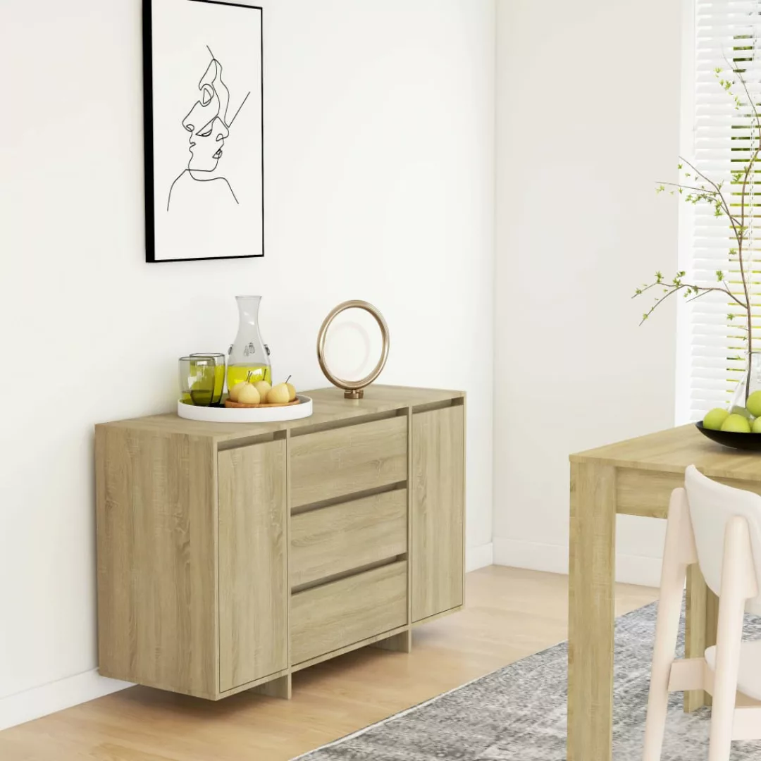 Sideboard Mit 3 Schubladen Sonoma-eiche 120x41x75 Cm Spanplatte günstig online kaufen