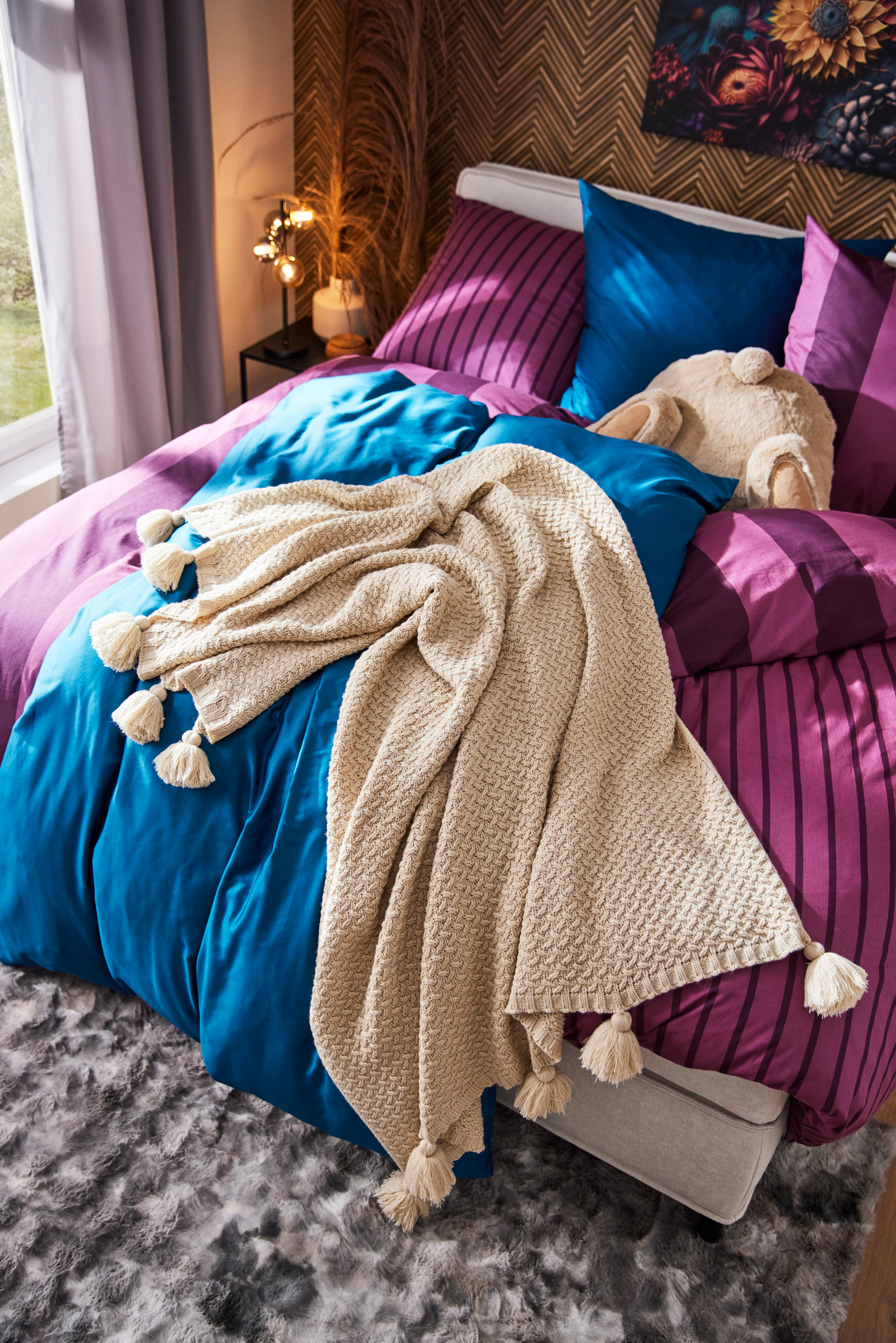LeGer Home by Lena Gercke Wohndecke »Gelsa«, Strickoptik mit Tasseln, moder günstig online kaufen