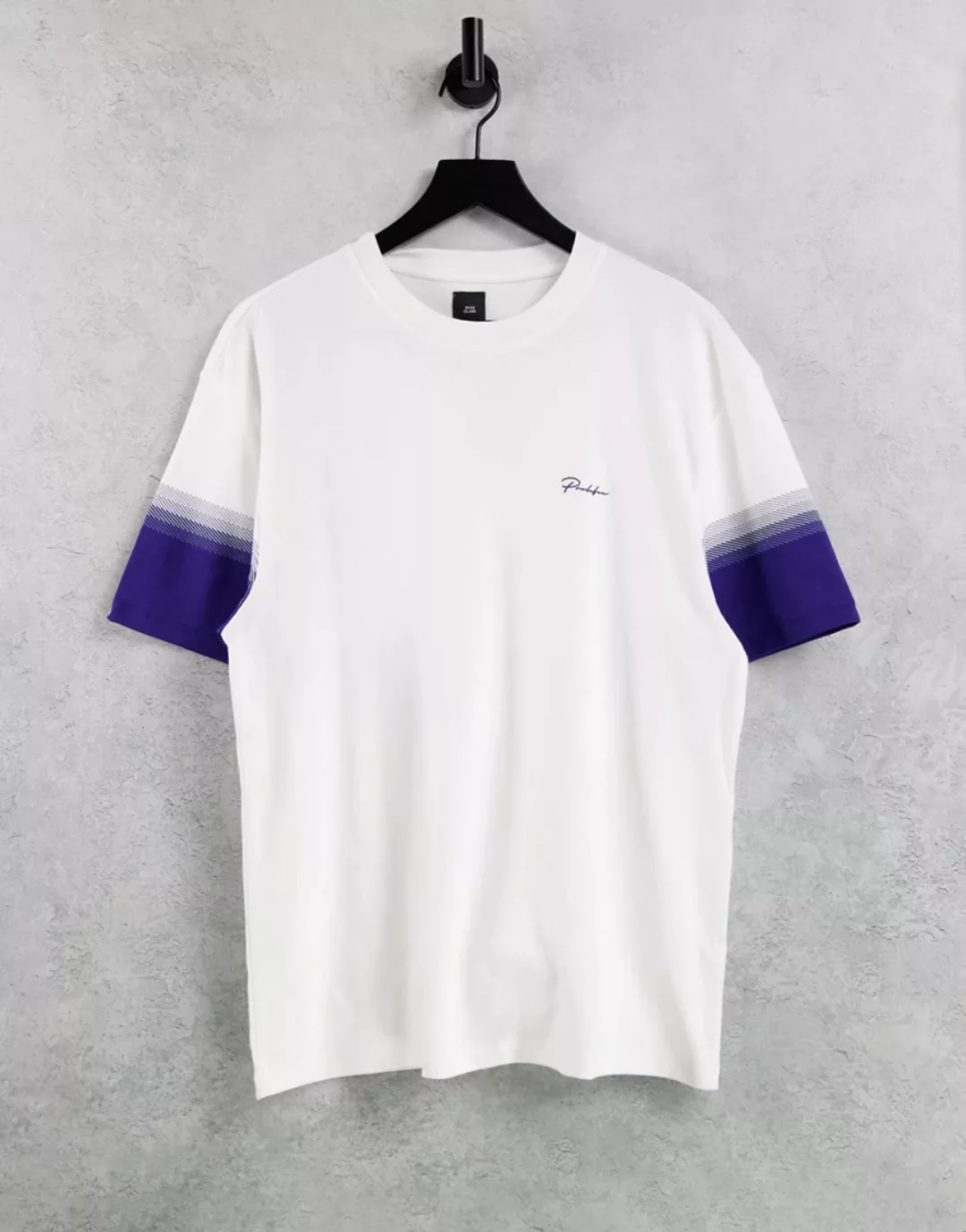 River Island – Prolific – T-Shirt in Weiß mit kontrastierenden Ärmeln günstig online kaufen