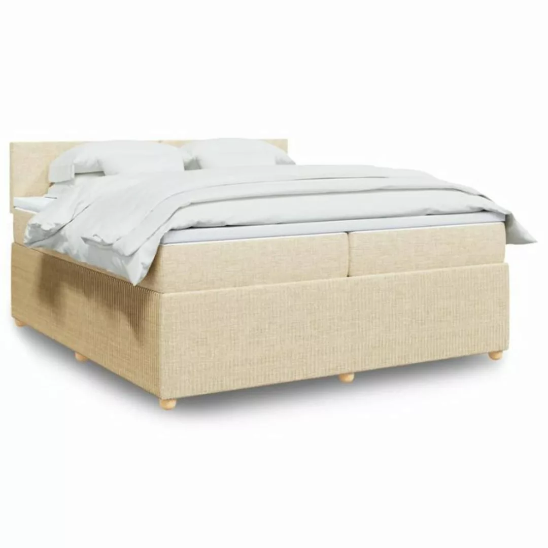 vidaXL Boxspringbett, Boxspringbett mit Matratze Creme 200x200 cm Stoff günstig online kaufen