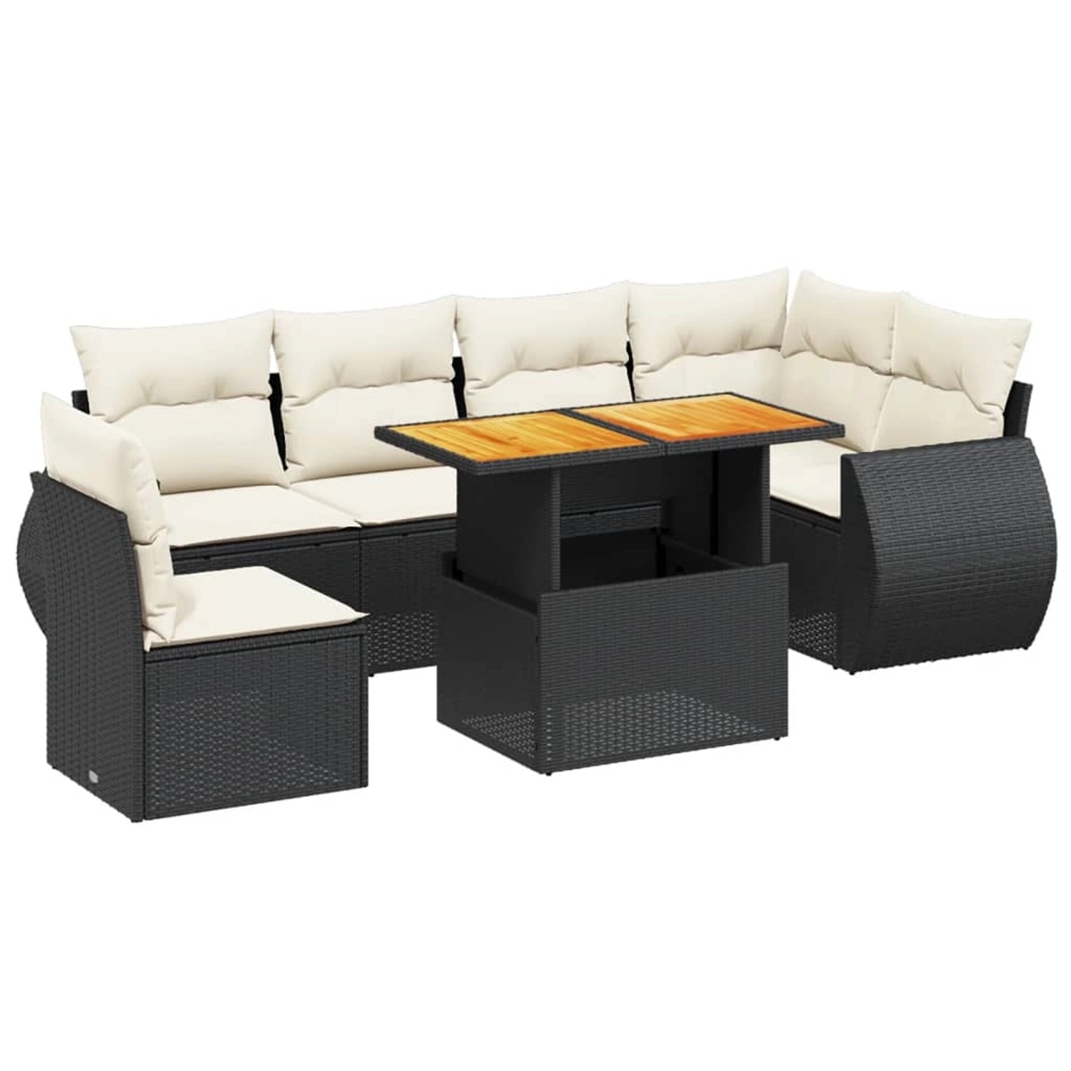 vidaXL 7-Tlg Garten-Sofagarnitur mit Kissen Schwarz Poly Rattan 3272218 günstig online kaufen