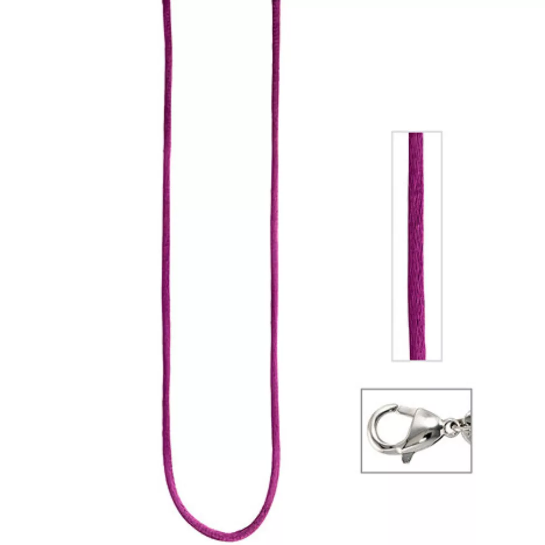 SIGO Collier Halskette Seide pflaume 42 cm, Verschluss 925 Silber Kette günstig online kaufen