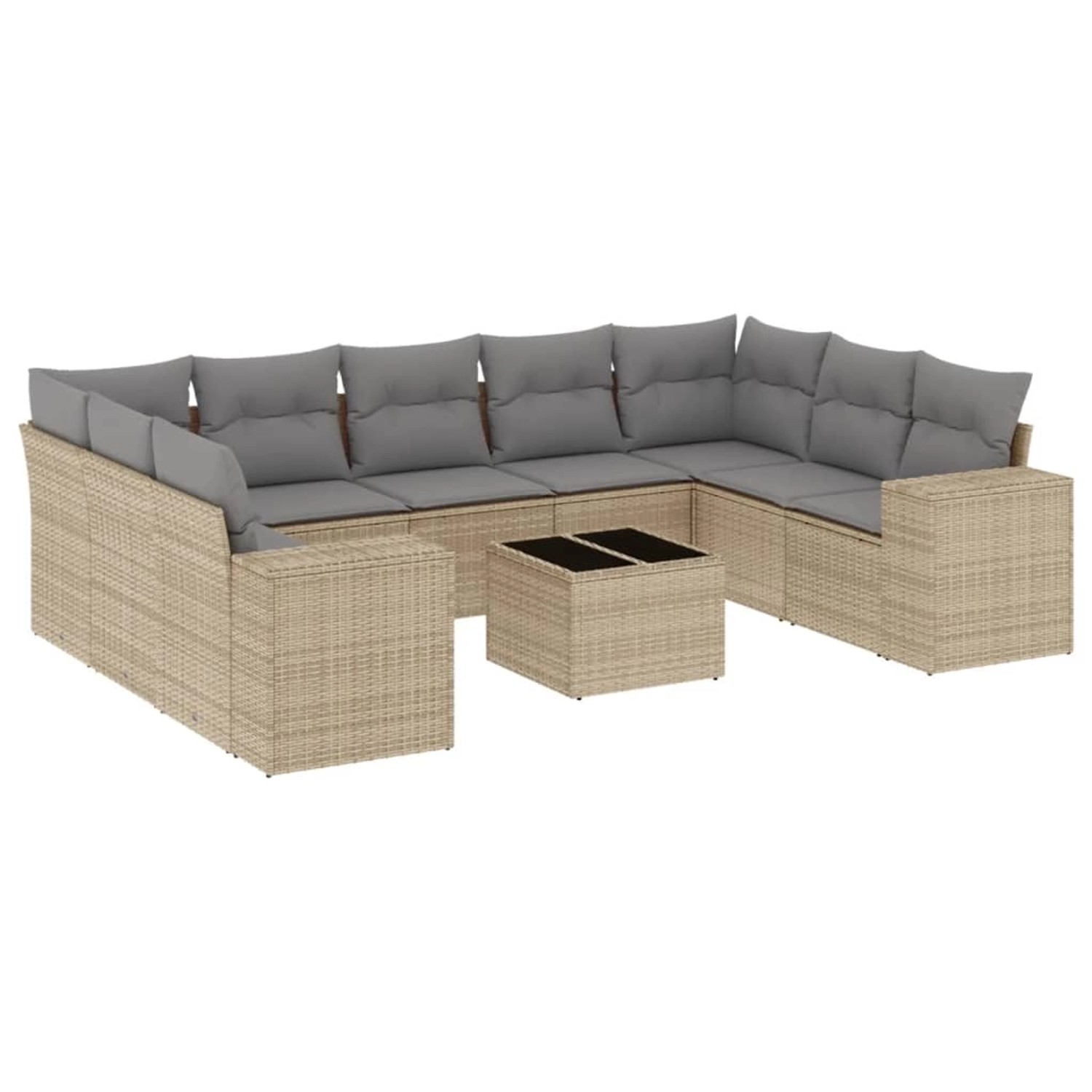 vidaXL 10-Tlg Garten-Sofagarnitur mit Kissen Beige Poly Rattan 3255346 günstig online kaufen