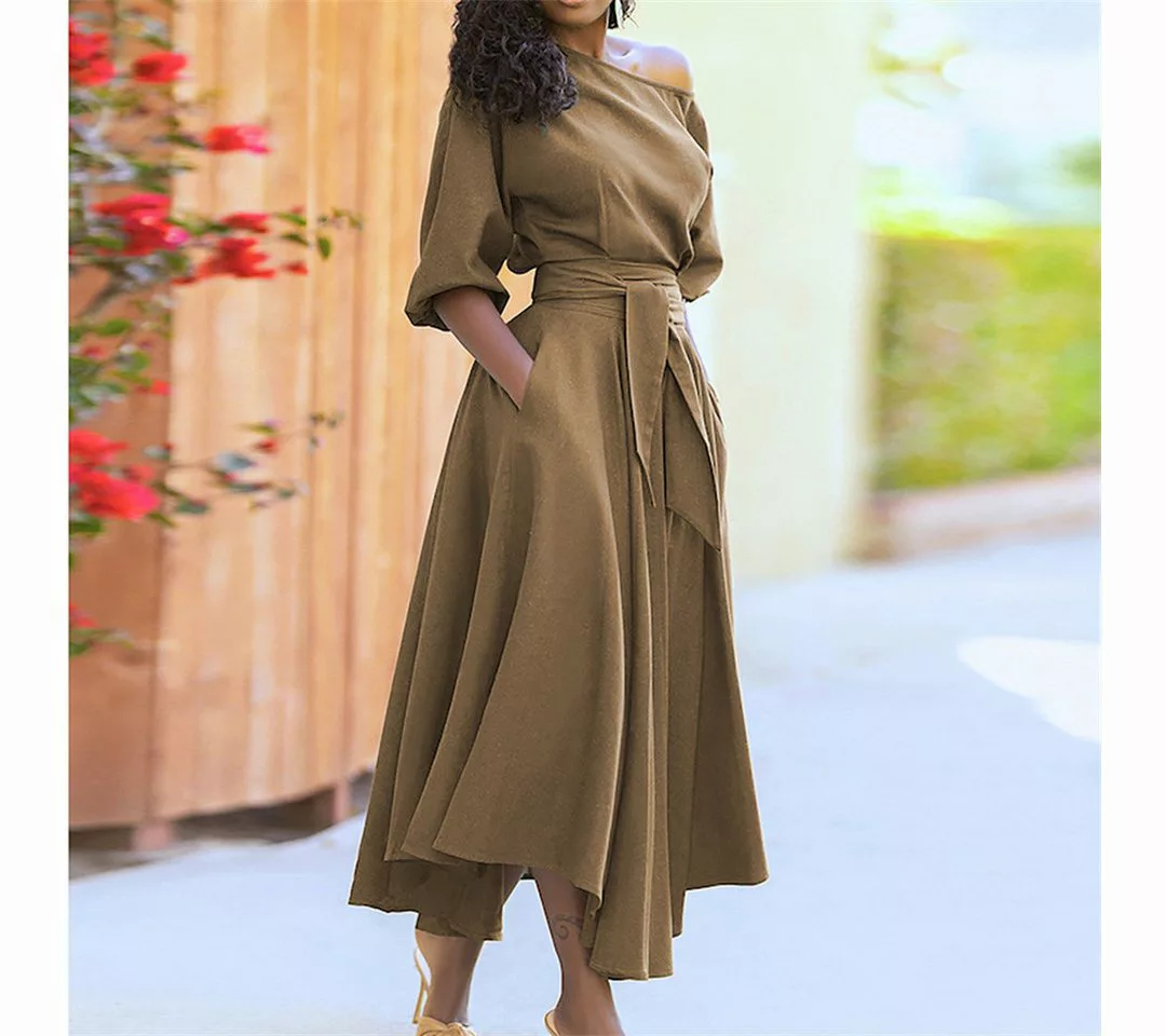 AFAZ New Trading UG Druckkleid Damenkleid mit unregelmäßigem Taillensaum un günstig online kaufen