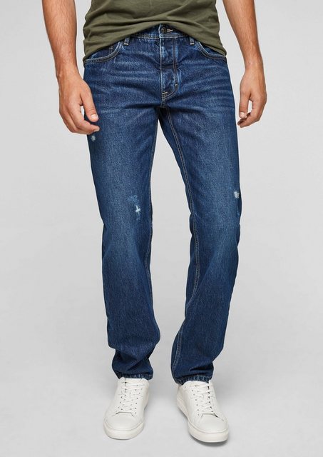 s.Oliver 5-Pocket-Jeans Regular: Blaue Jeans Destroyes, Waschung günstig online kaufen