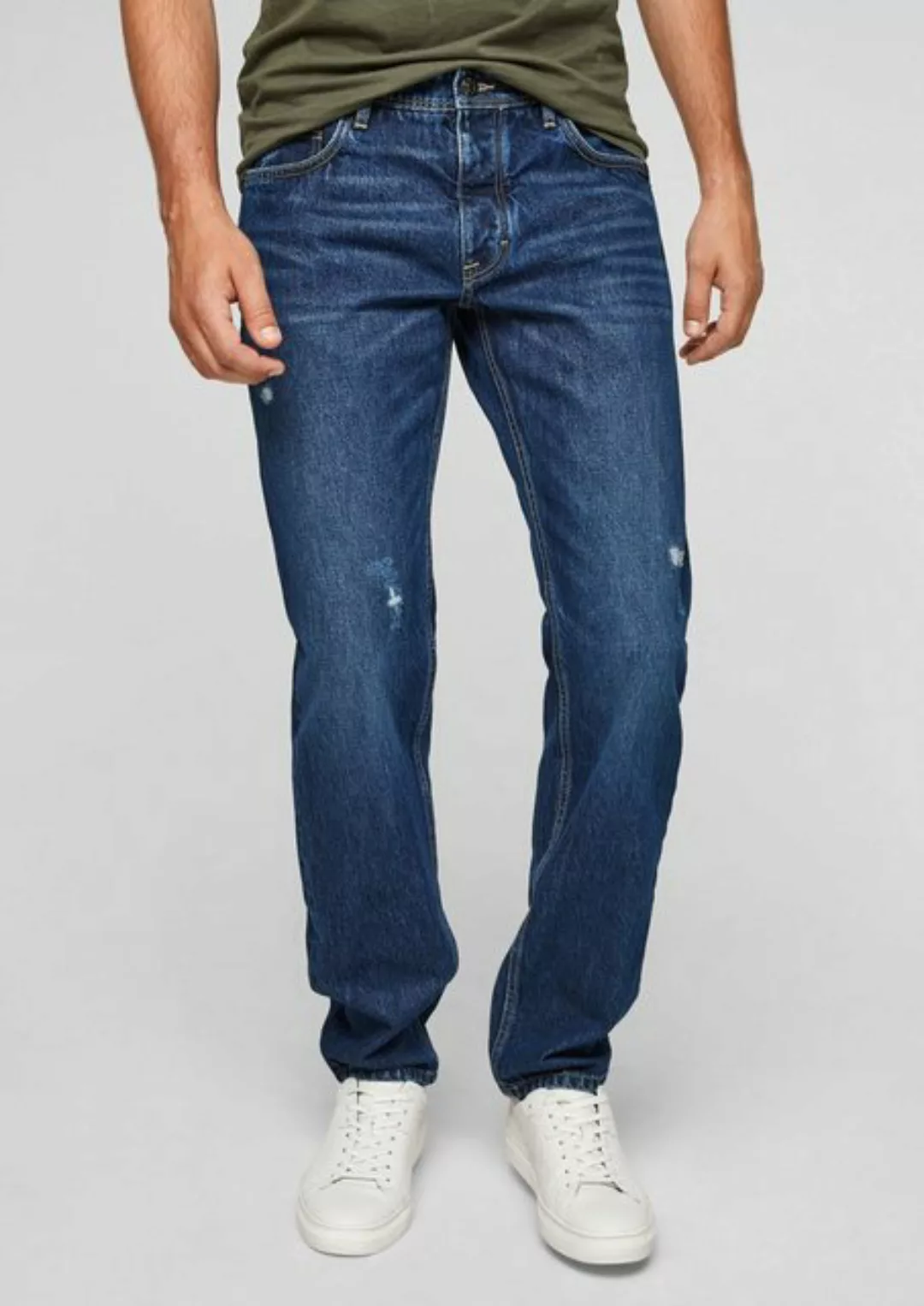 s.Oliver 5-Pocket-Jeans Regular: Blaue Jeans Destroyes, Waschung günstig online kaufen