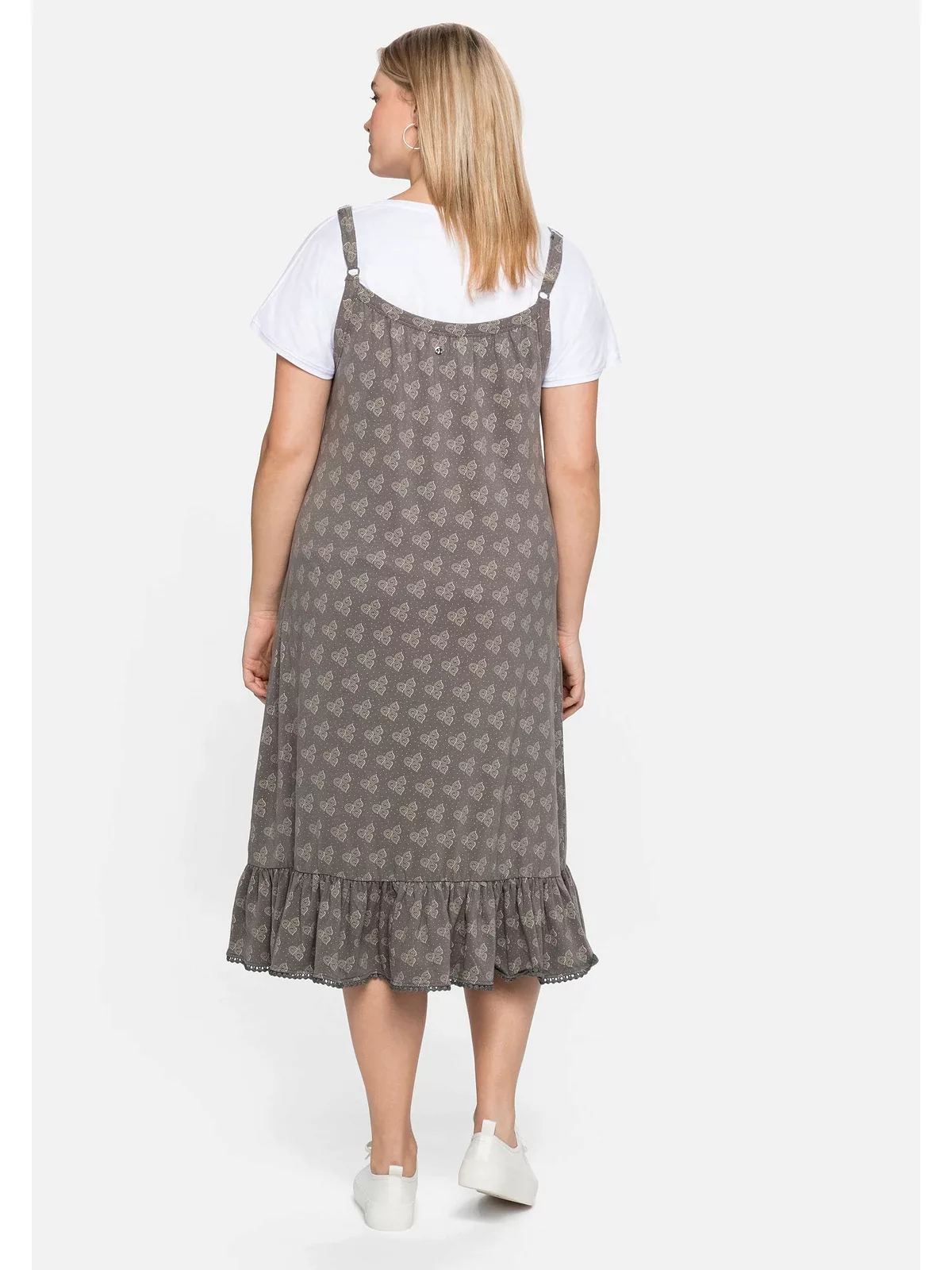 Sheego Jerseykleid "Große Größen", inklusive Shirt, in A-Linie und Alloverd günstig online kaufen