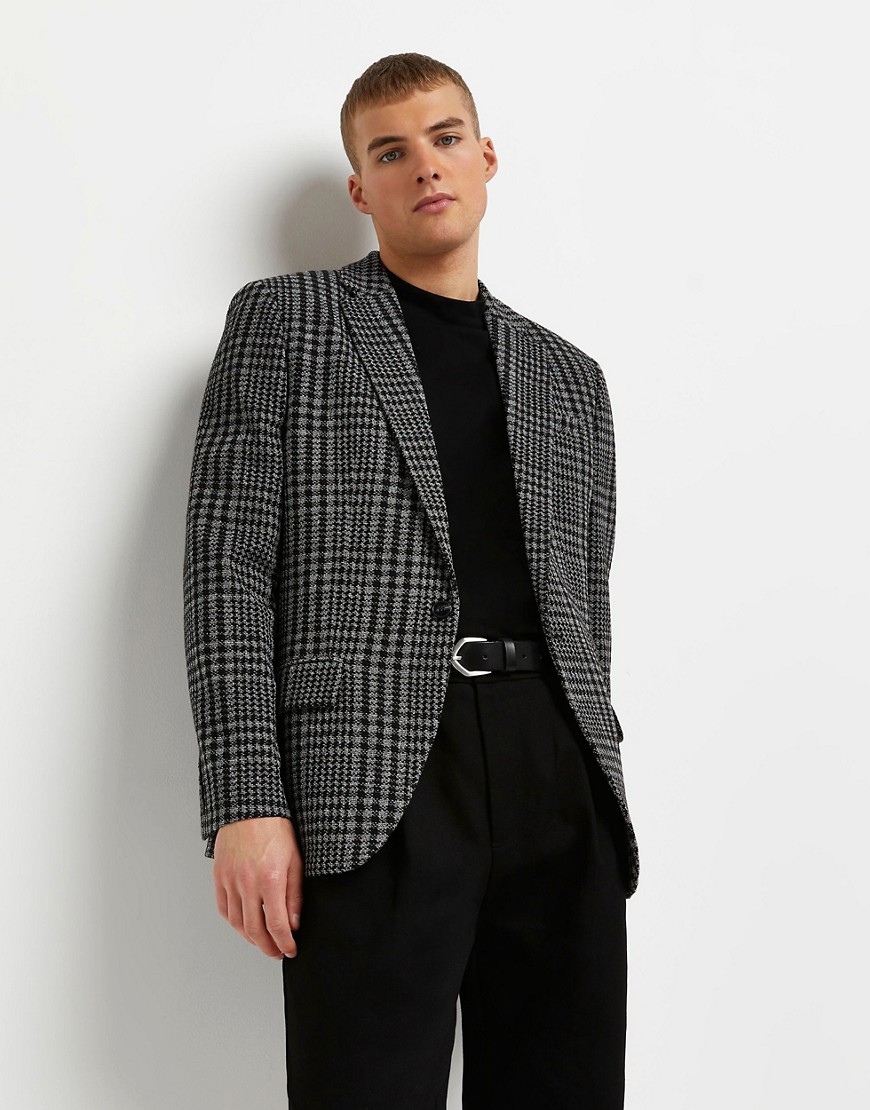 River Island – Schwarz karierte Blazer günstig online kaufen