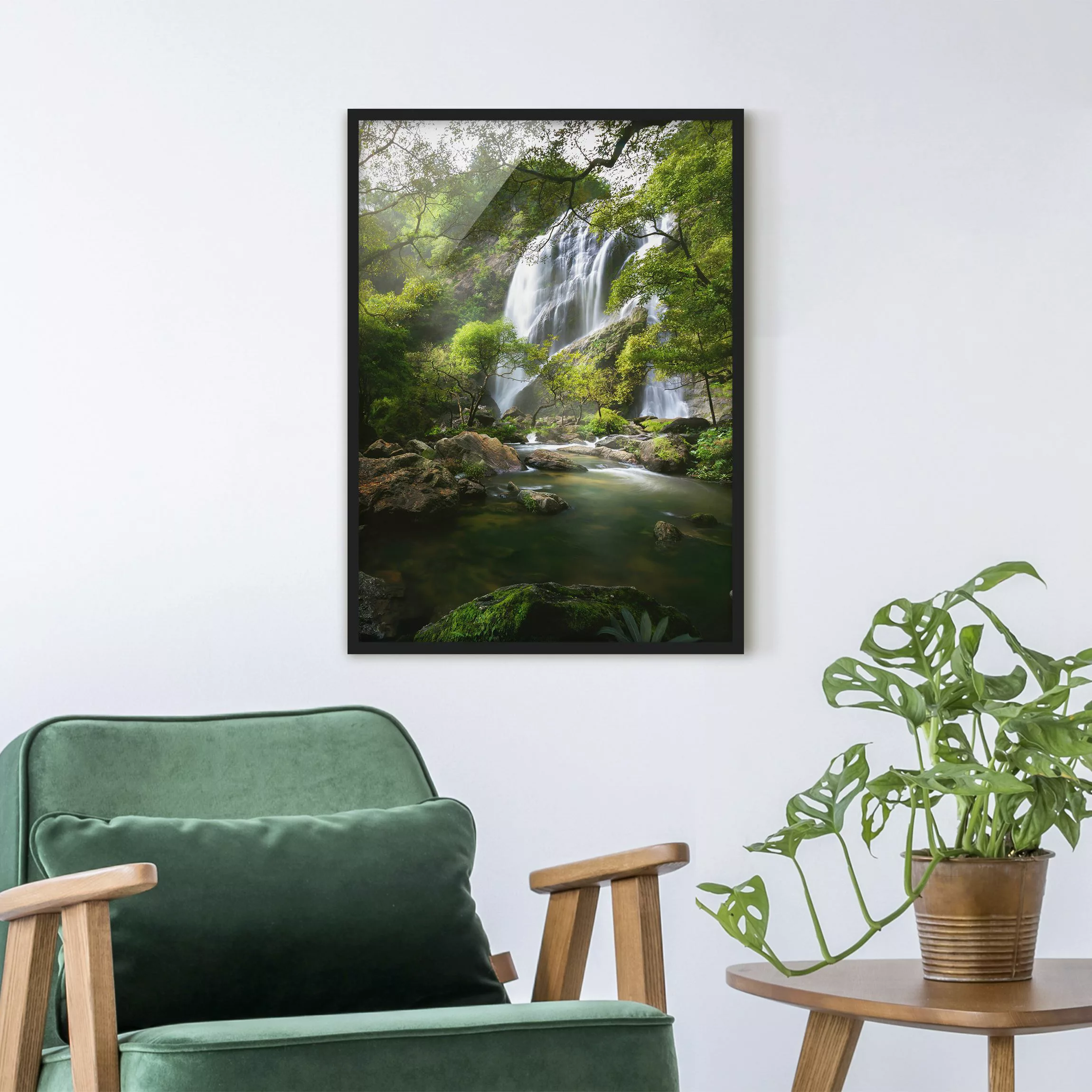 Bild mit Rahmen Natur & Landschaft - Hochformat Gebirgsbach günstig online kaufen