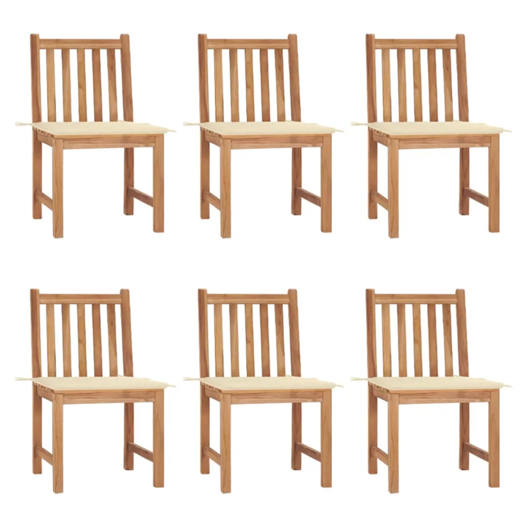 Gartenstühle 6 Stk. Mit Kissen Massivholz Teak günstig online kaufen