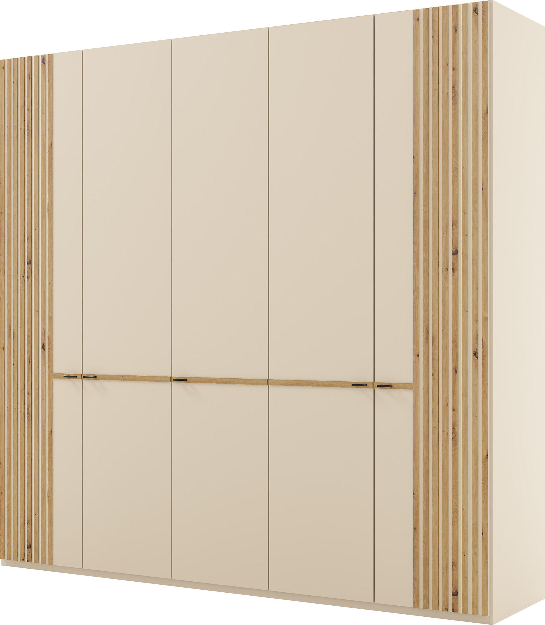 Musterring Drehtürenschrank "Isabelle", Lamellen in Eiche, Griffe in schwar günstig online kaufen
