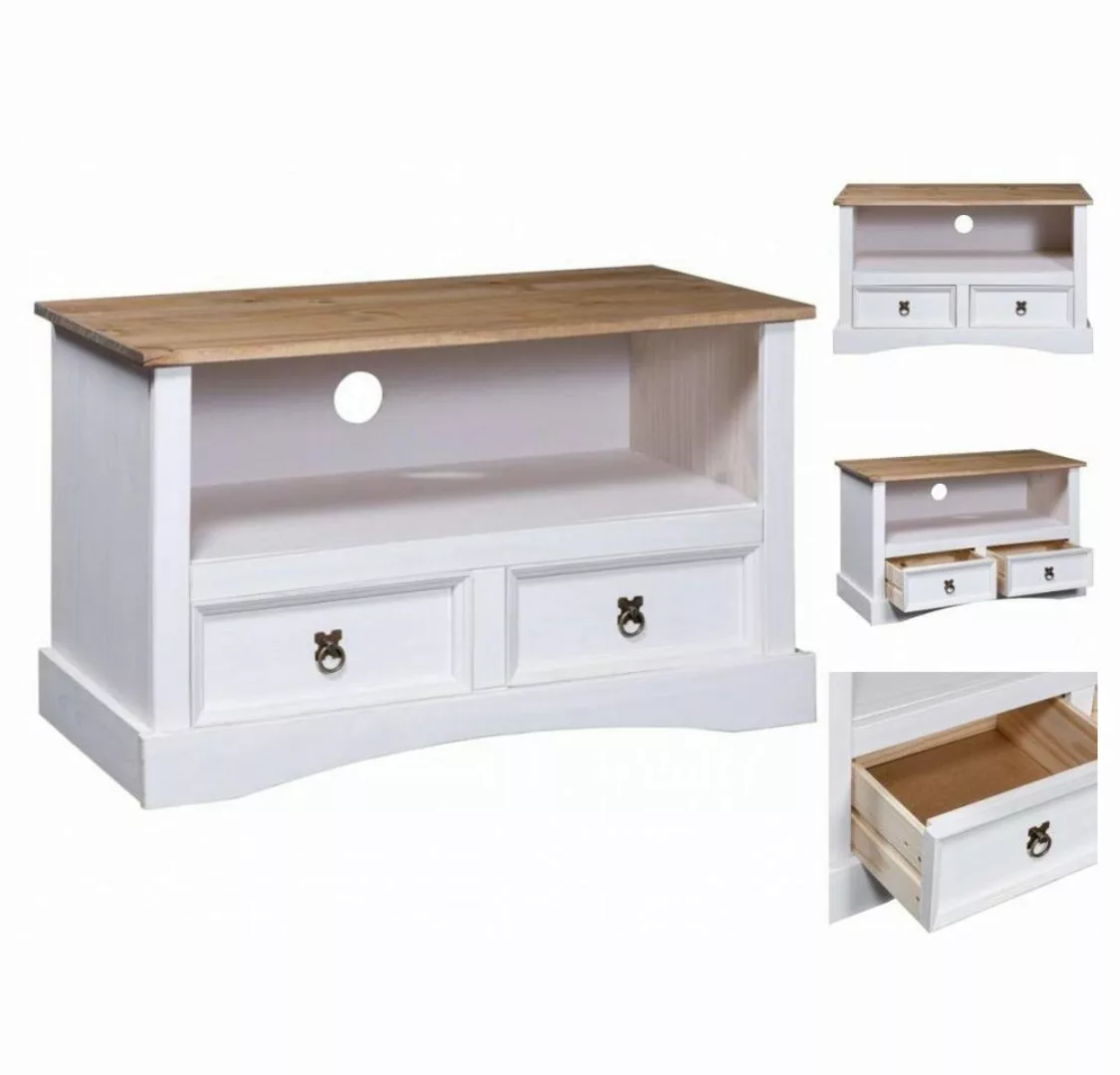 vidaXL TV-Schrank TV-Schrank Mexiko-Stil Kiefernholz Weiß 91x43x56 cm Lowbo günstig online kaufen