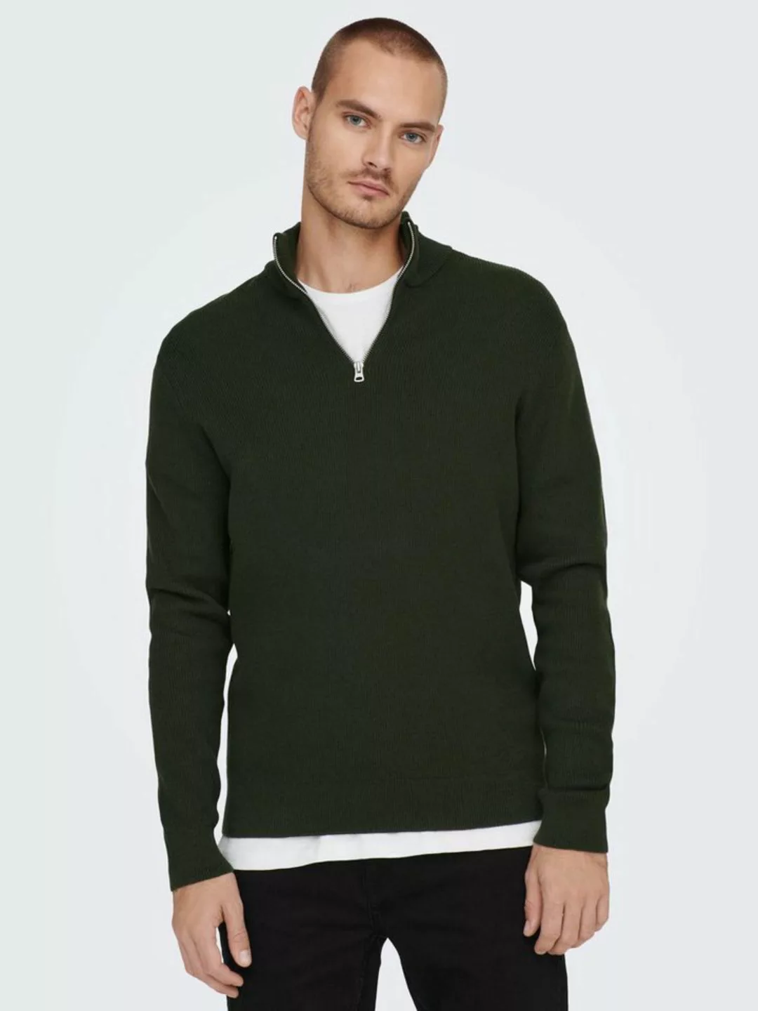 ONLY & SONS Strickpullover ONSPHIL REG 12 STRUC HALF ZIP KNIT NOOS günstig online kaufen