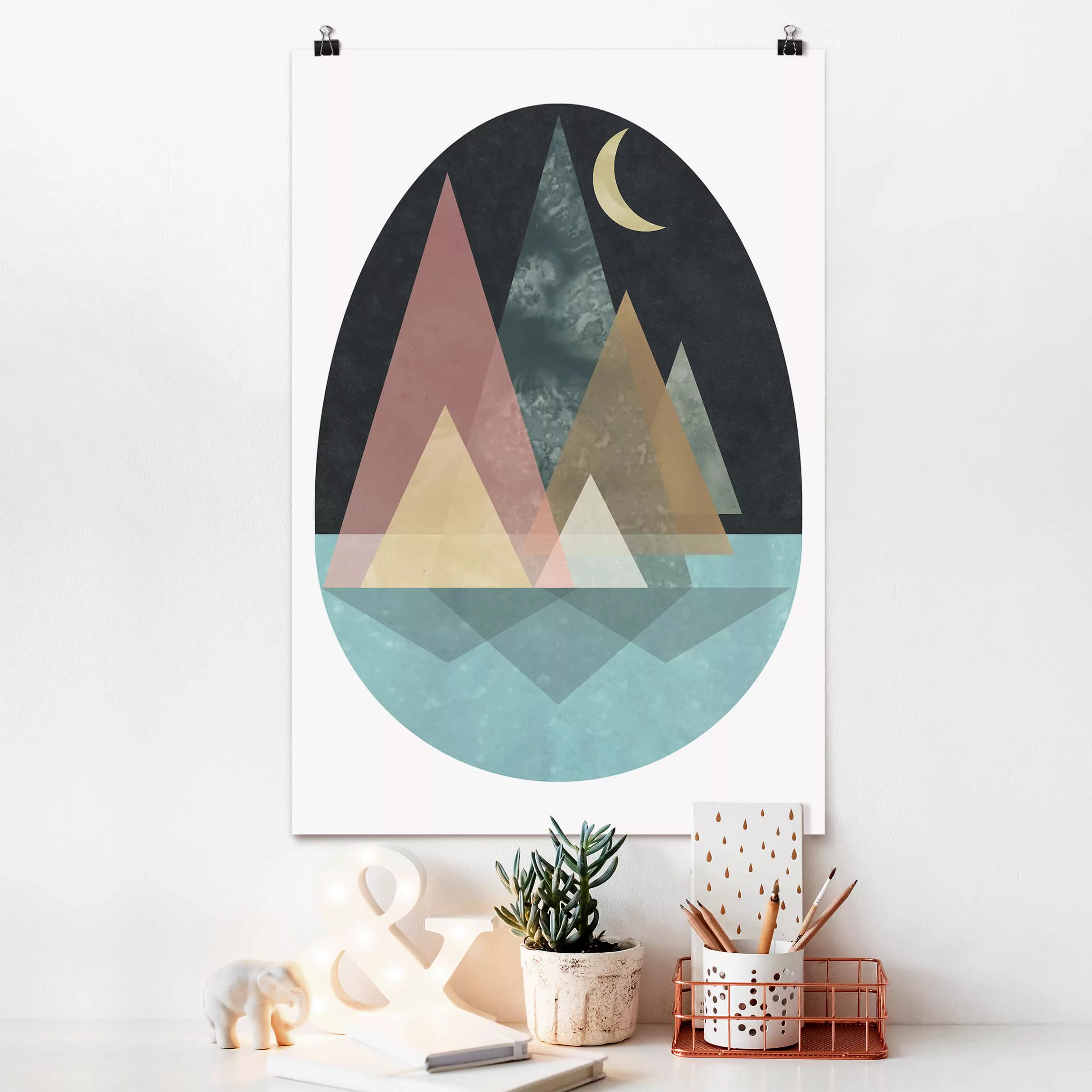 Poster Abstrakt - Hochformat Utopische Landschaft - Mond günstig online kaufen