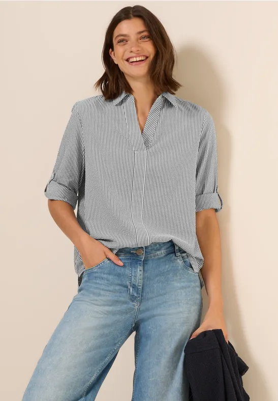 Gestreifte Seersucker Bluse günstig online kaufen
