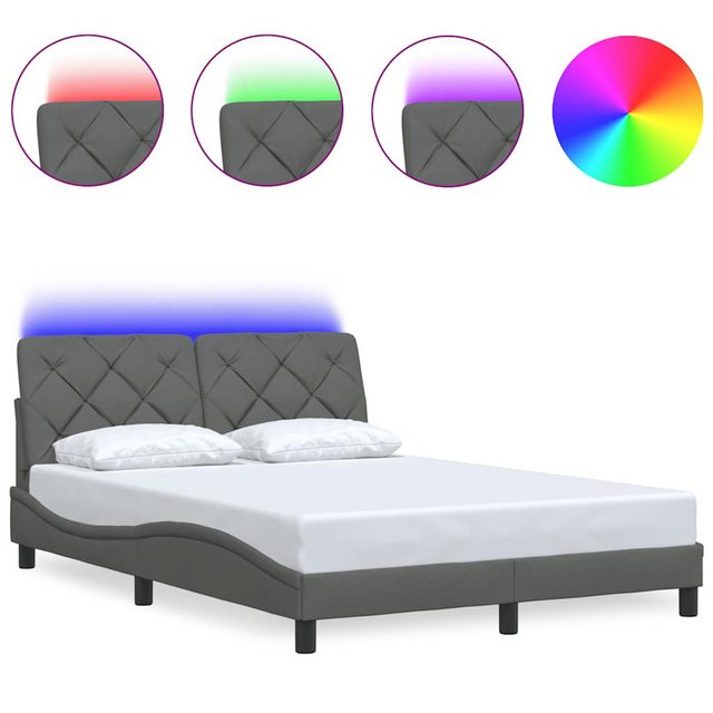 vidaXL Bett, Bettgestell mit LED ohne Matratze Dunkelgrau 120x200 cm Stoff günstig online kaufen