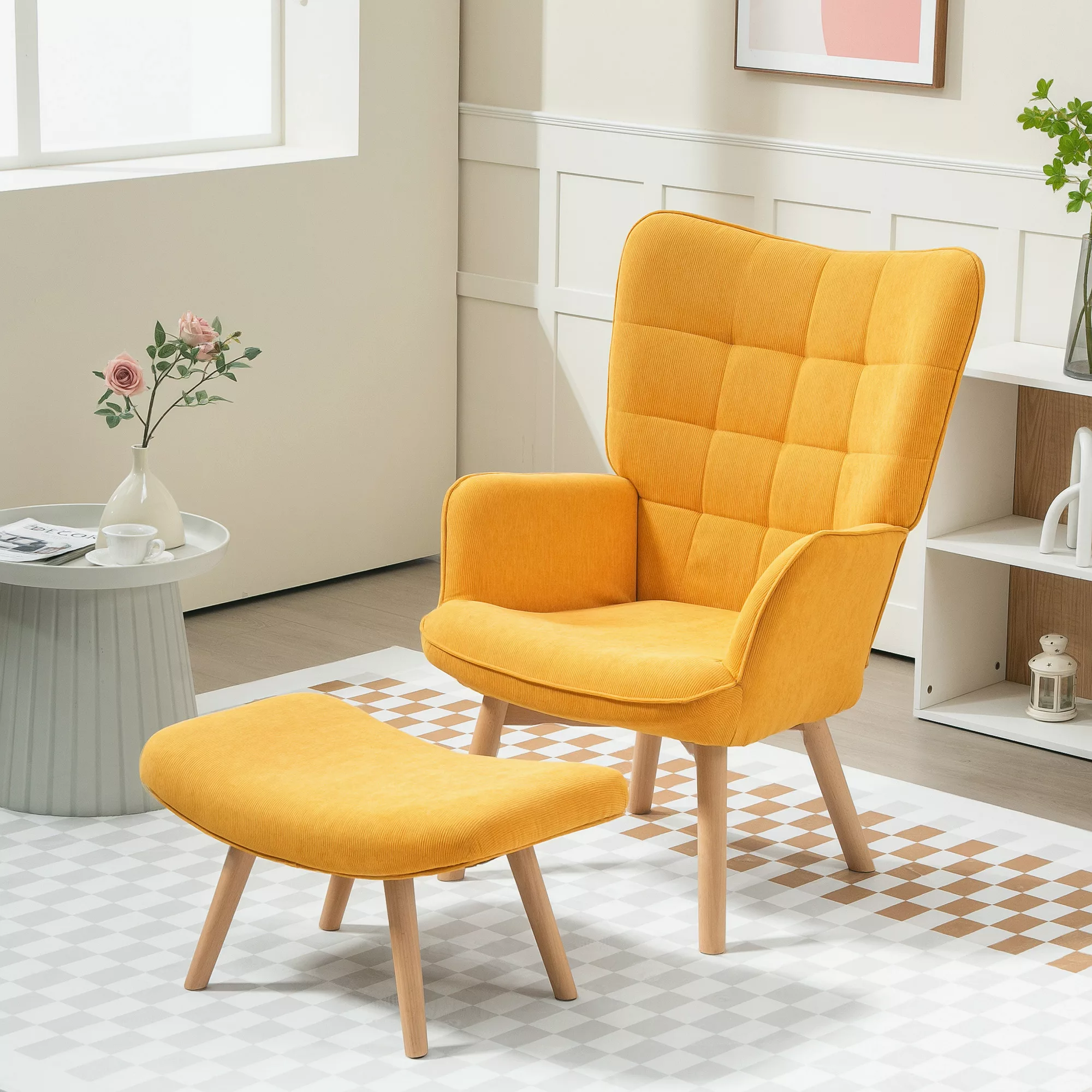 HOMCOM Sessel mit Hocker Skandinavisch, Belastbarkeit 150 kg, moderner Sess günstig online kaufen