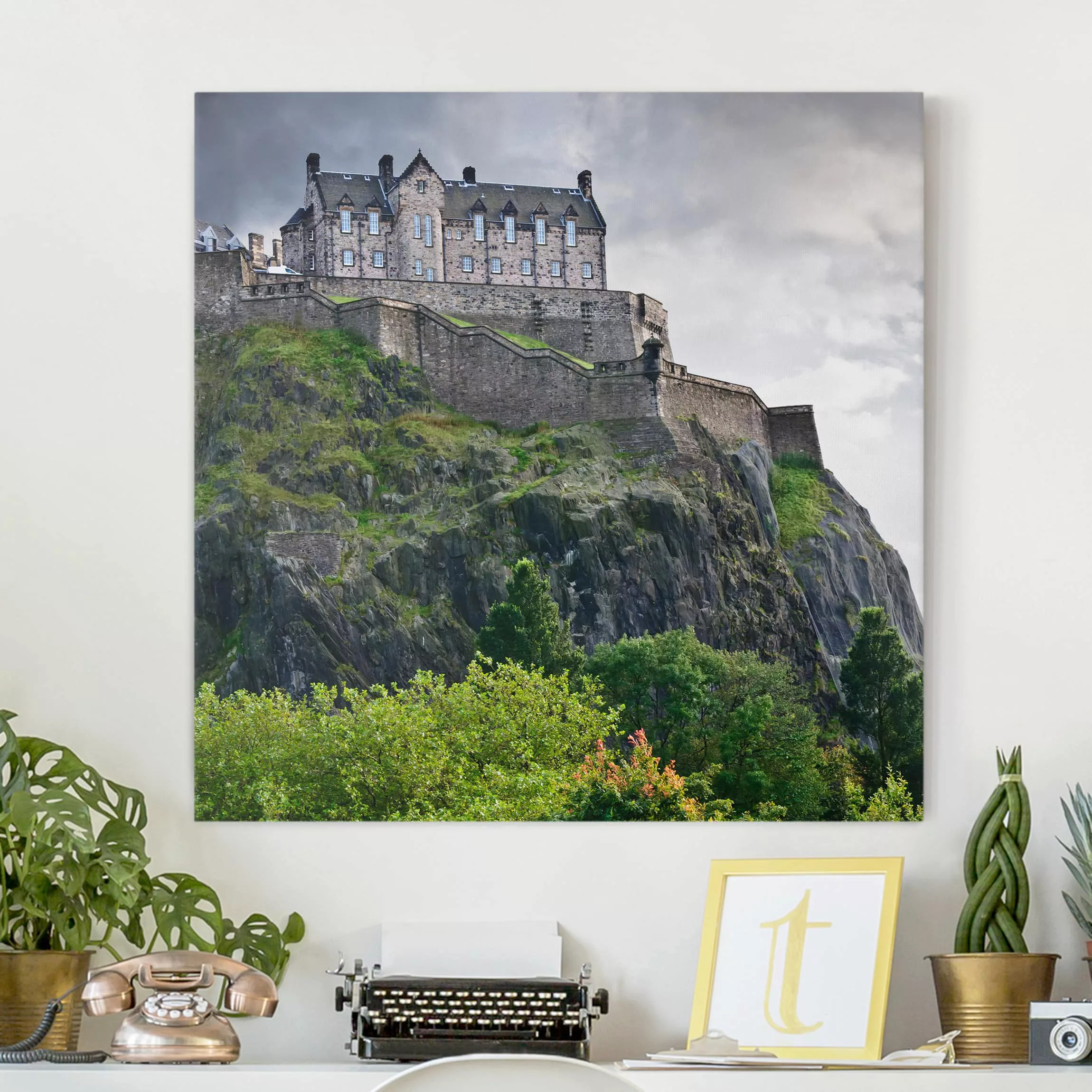 Leinwandbild Natur & Landschaft - Quadrat Edinburgh Castle günstig online kaufen