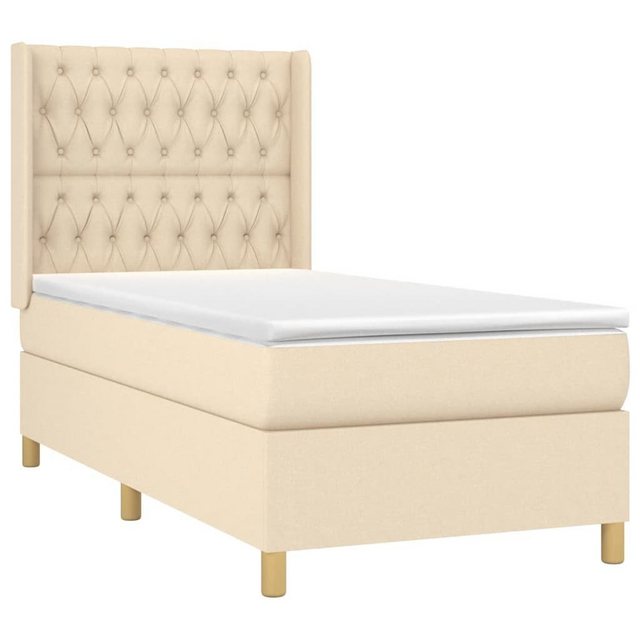 vidaXL Bett Boxspringbett mit Matratze & LED Creme 90x190 cm Stoff günstig online kaufen