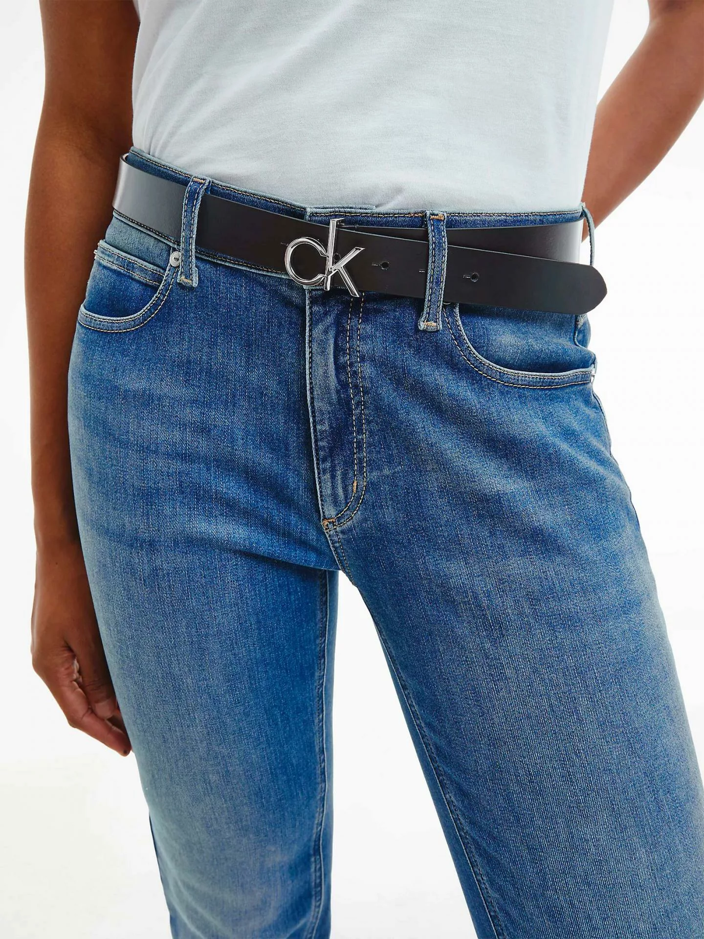 Calvin Klein Gürtel Damen Logo Belt 3.0 cm Schwarz Länge 90 cm günstig online kaufen