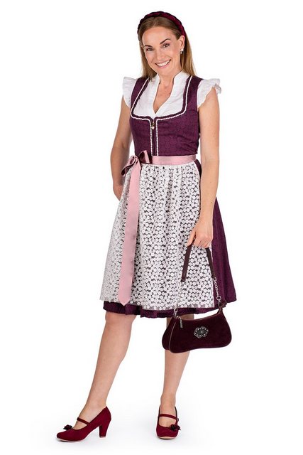 Alpenfee Tracht Dirndl Midi Dirndl 2tlg. - AMY - bordeaux günstig online kaufen