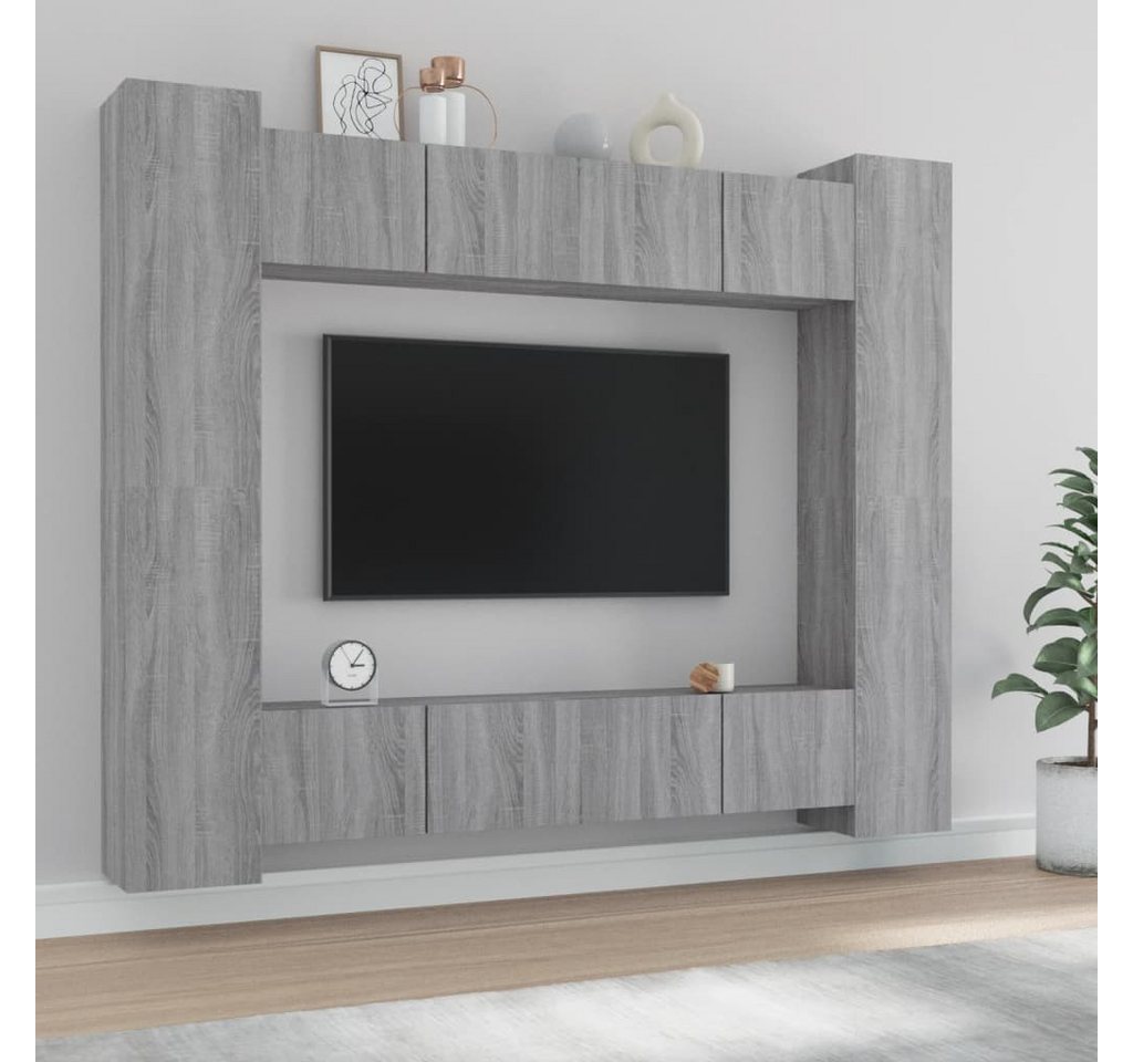 vidaXL Schrankmodule 8-tlg. TV-Schrank-Set Grau Sonoma Holzwerkstoff günstig online kaufen