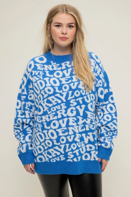 Studio Untold Strickpullover Pullover oversized Writing-Muster Rundhals Lan günstig online kaufen