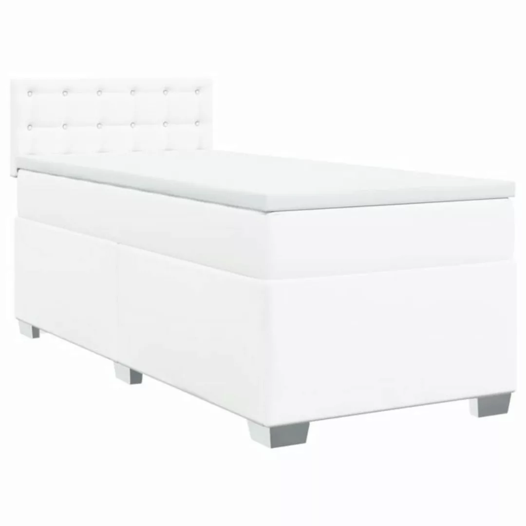 vidaXL Bett Boxspringbett mit Matratze Weiß 80x200 cm Kunstleder günstig online kaufen