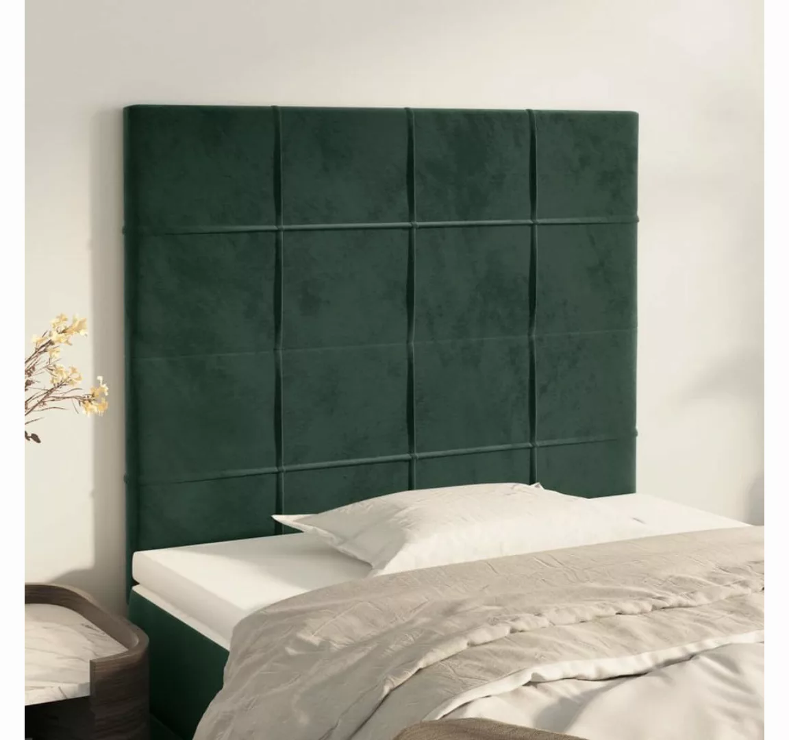 vidaXL Bett, Kopfteile 2 Stk. Dunkelgrün 80x5x78/88 cm Samt günstig online kaufen