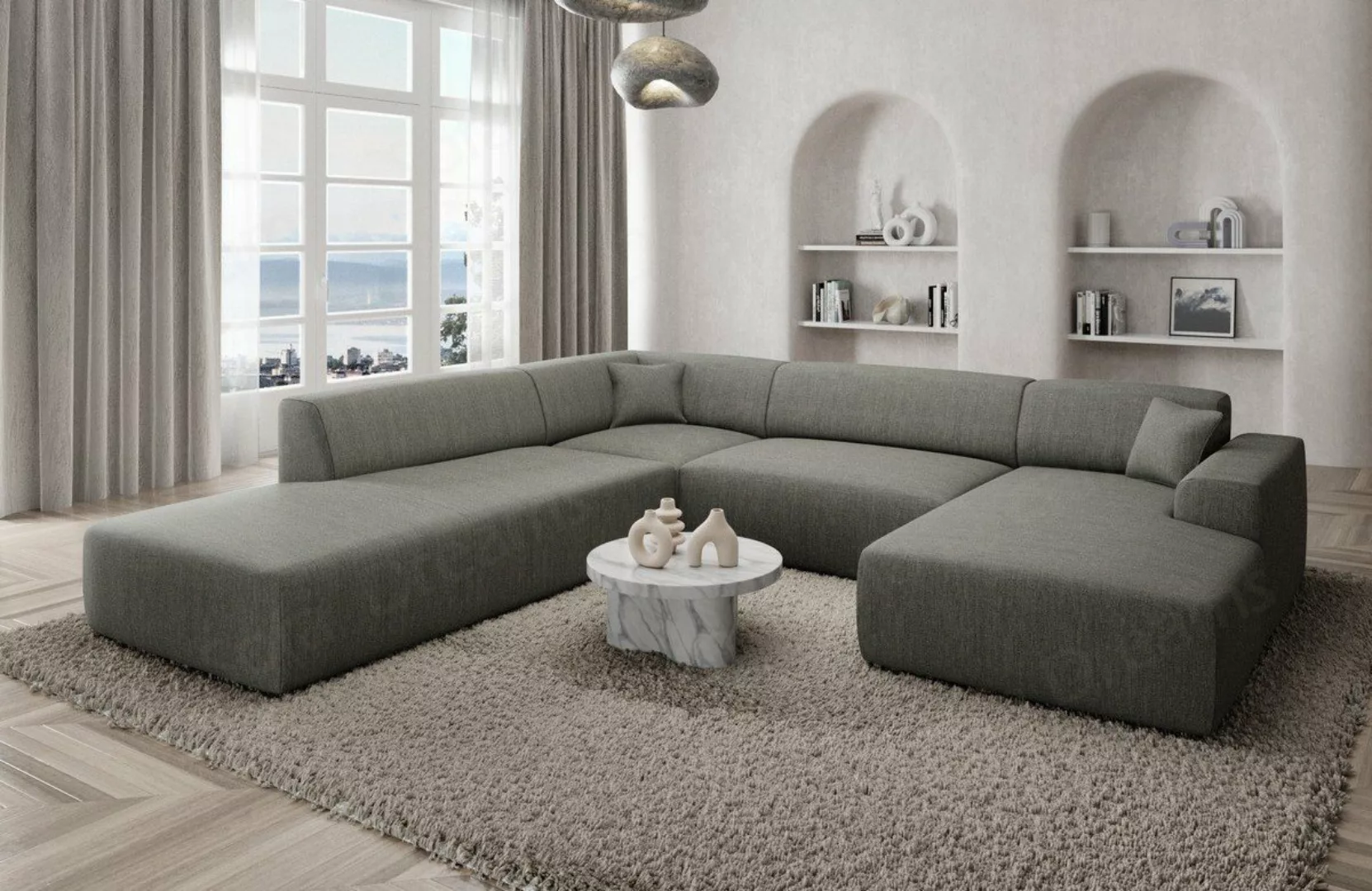 Sofa Dreams Wohnlandschaft Designer Strukturstoff Sofa Mallorca U Lounge St günstig online kaufen