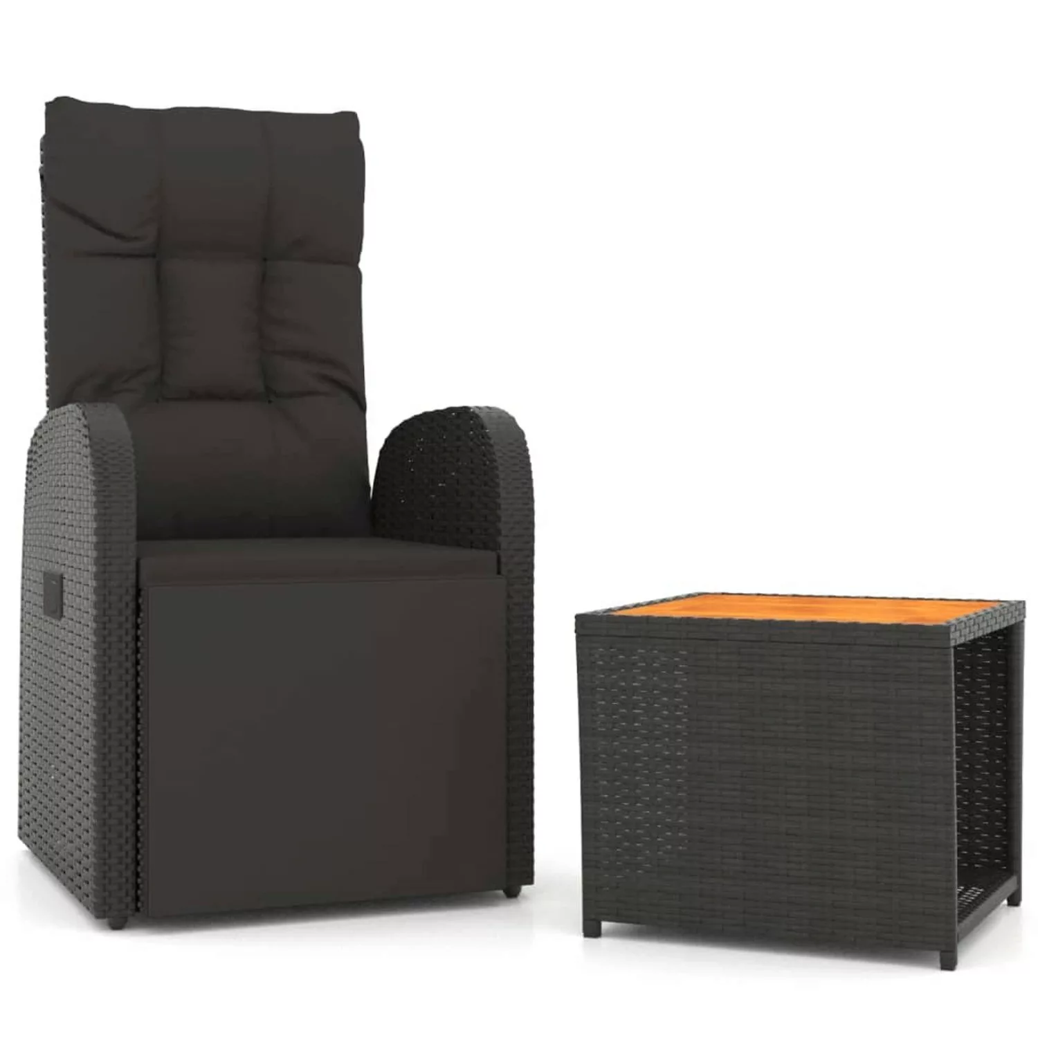 vidaXL 2-tlg Garten-Lounge-Set Schwarz Poly Rattan Massivholz Akazie günstig online kaufen