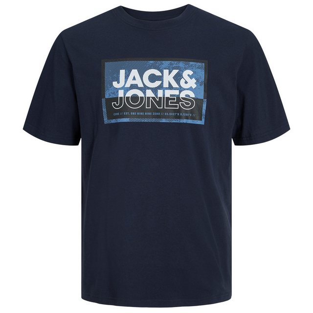 Jack & Jones Rundhalsshirt Große Größen Herren T-Shirt navy Logoprint JCOLO günstig online kaufen