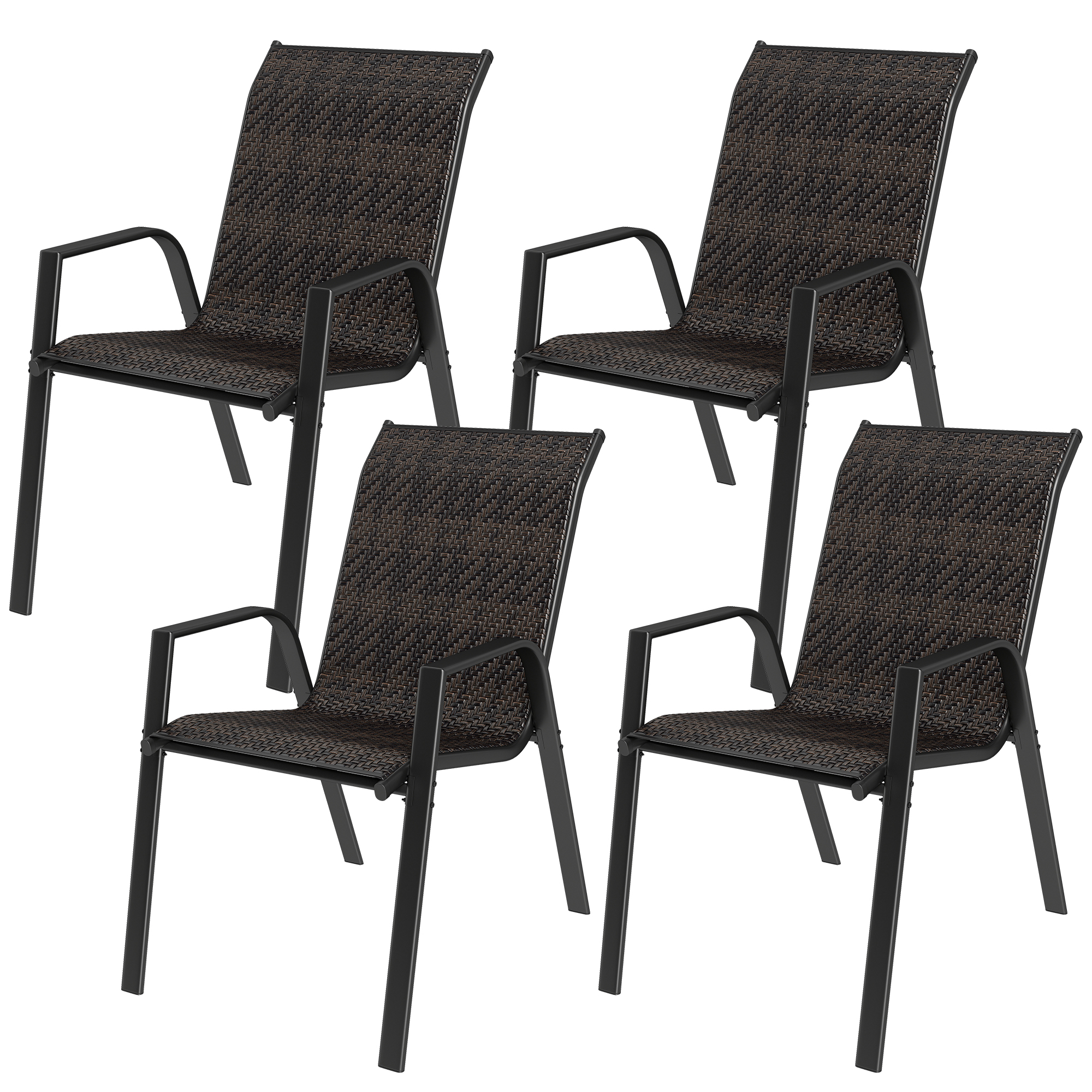 Outsunny Set mit 4 stapelbaren Gartenstühlen, Outdoor-Stuhl mit Armlehnen u günstig online kaufen