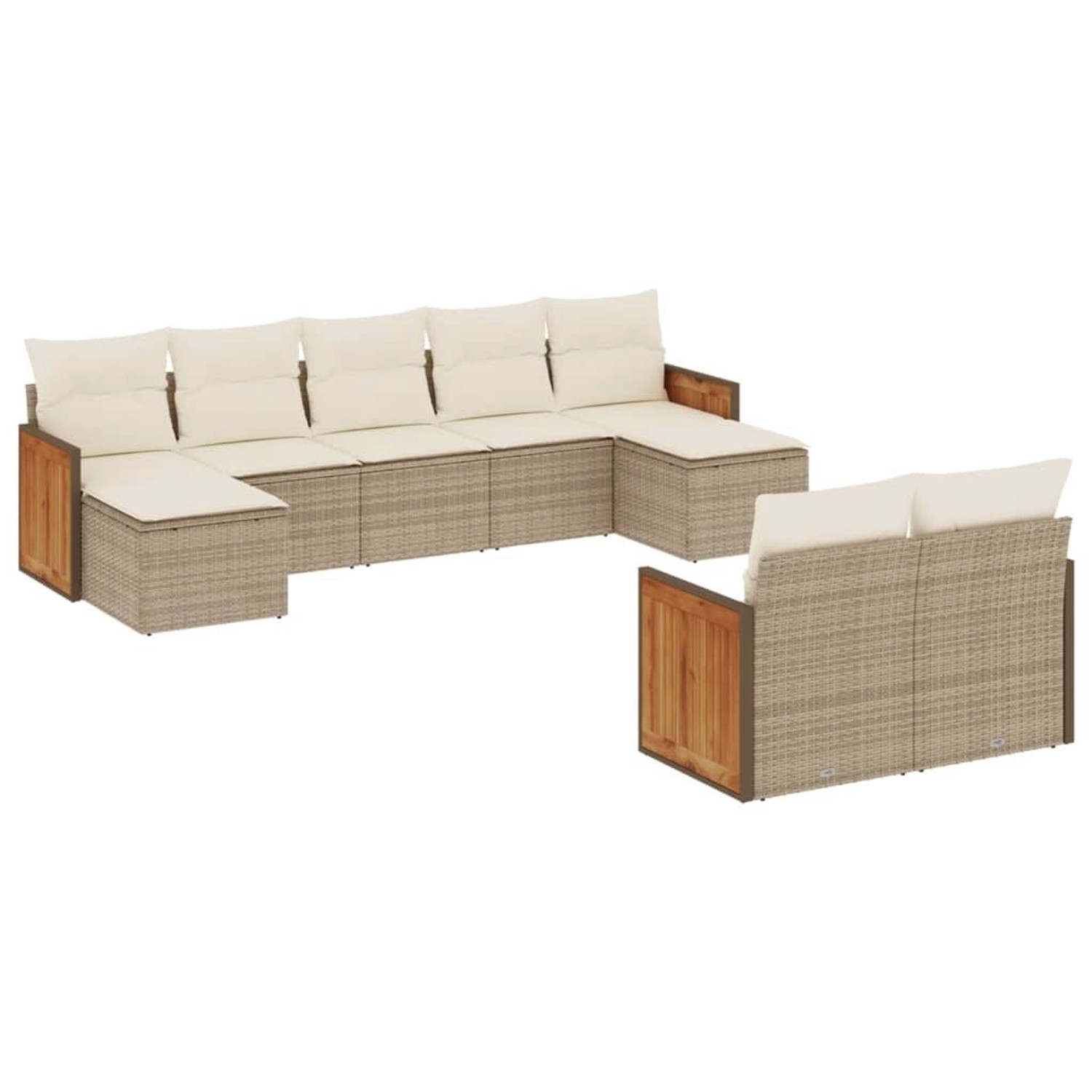 vidaXL 9-Tlg Garten-Sofagarnitur mit Kissen Beige Poly Rattan 3260483 günstig online kaufen