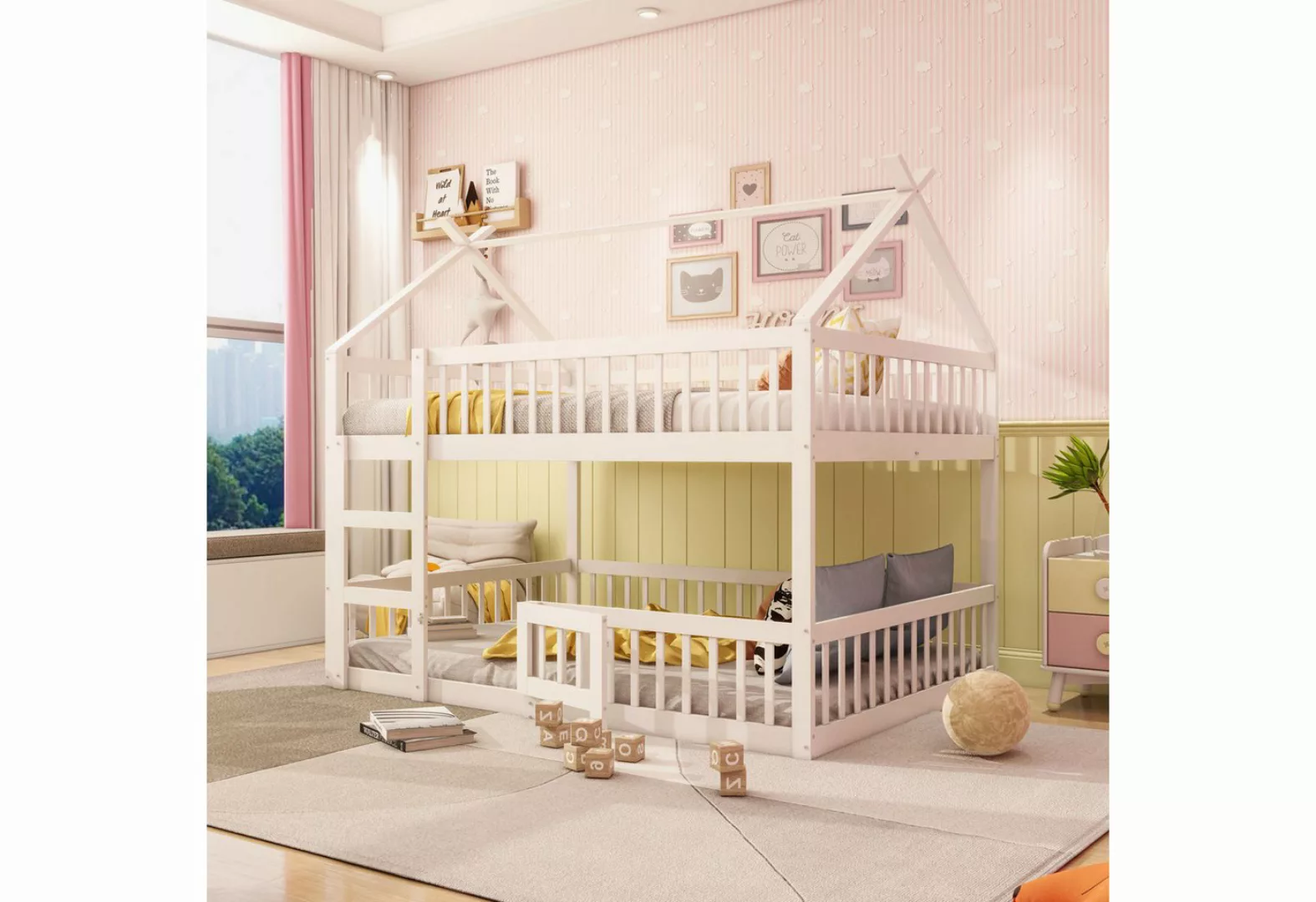 MODFU Etagenbett Kinder-Familienbett, Kinderbett mit Treppe, Loft Design (E günstig online kaufen