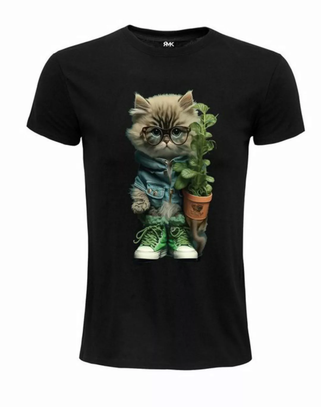 RMK T-Shirt Damen Shirt Top kurzarm Freizeit Rundhals Blume Garten "Cat Kat günstig online kaufen