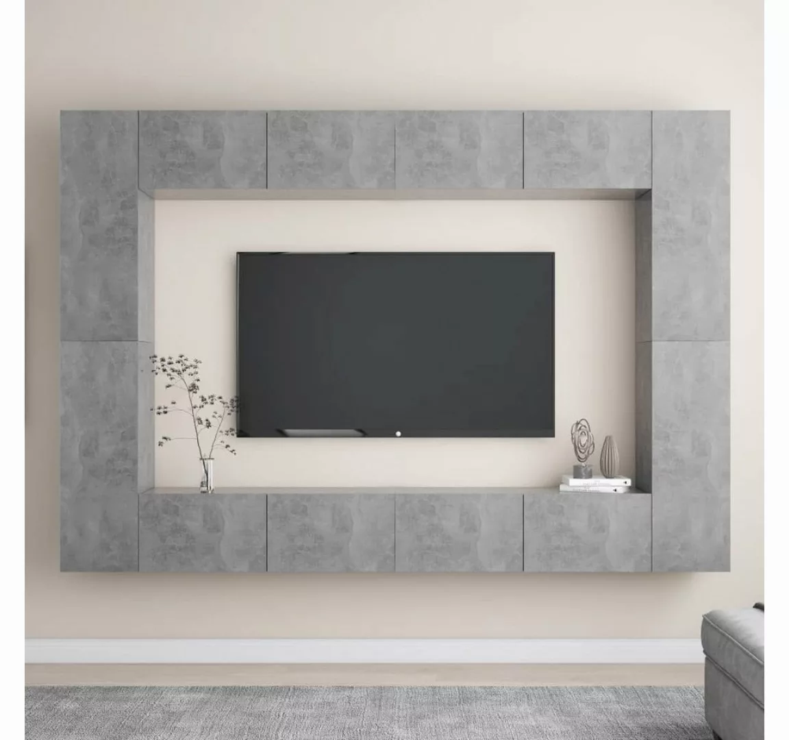 vidaXL TV-Schrank 8-tlg TV-Schrank-Set Betongrau Spanplatte günstig online kaufen