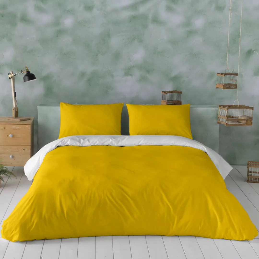 Bettdeckenbezug Naturals Reversibel Senf (260 X 220 Cm) (king Size) günstig online kaufen