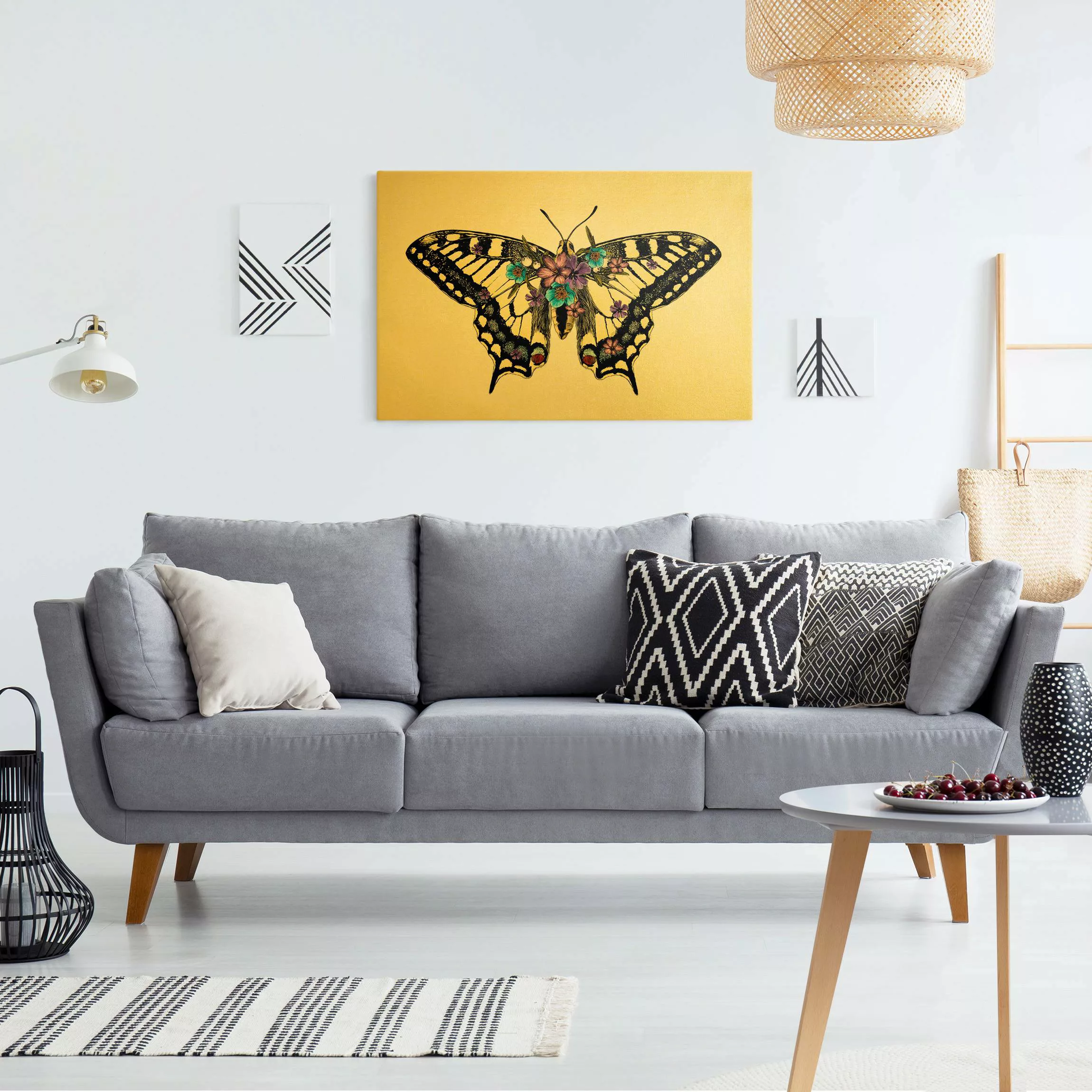Leinwandbild Illustration floraler Schwalbenschwanz günstig online kaufen