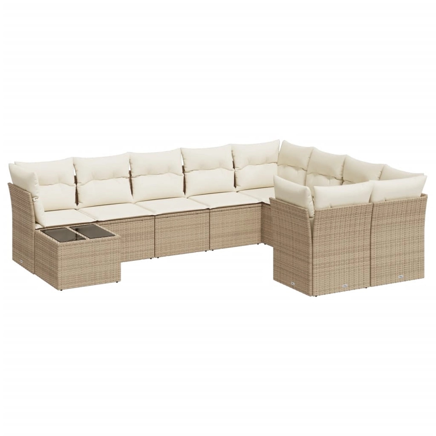 vidaXL 10-Tlg Garten-Sofagarnitur mit Kissen Beige Poly Rattan 3218188 günstig online kaufen
