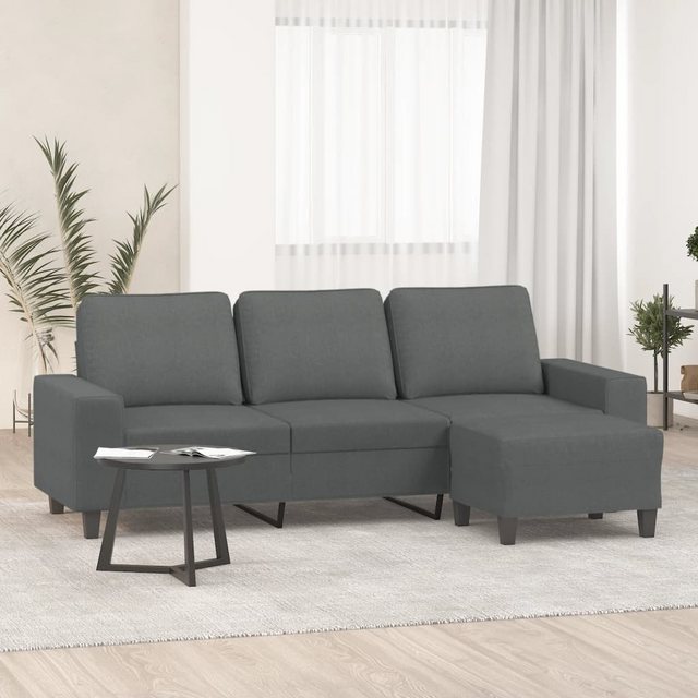 vidaXL Sofa 3-Sitzer-Sofa mit Hocker Schwarz 180 cm Stoff günstig online kaufen