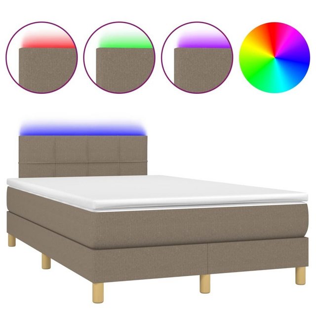 vidaXL Bettgestell Boxspringbett mit Matratze LED Taupe 120x200 cm Stoff Be günstig online kaufen