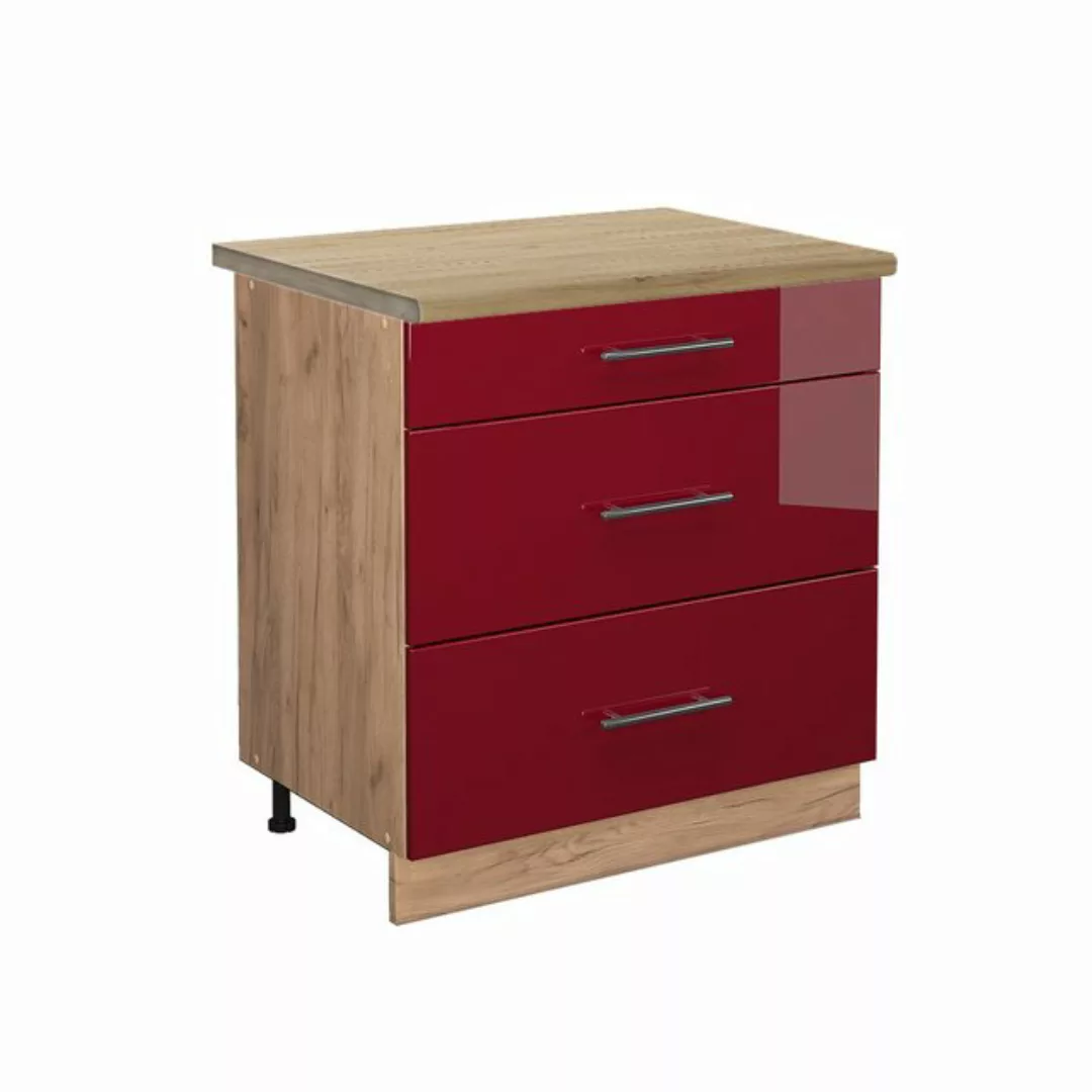 Vicco Unterschrank Fame-Line, Bordeaux Hochglanz/Goldkraft Eiche, 80 cm mit günstig online kaufen