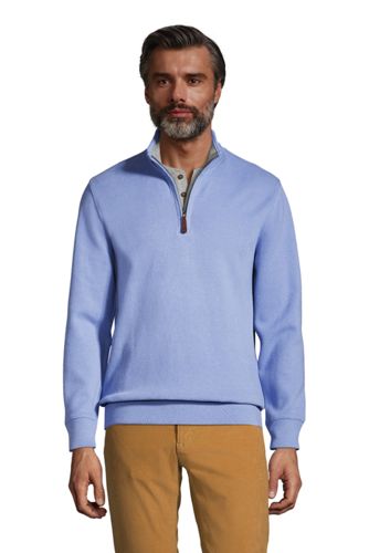 Zipper-Pullover aus Bedford-Ripp, Herren, Größe: XXL Normal, Blau, Baumwoll günstig online kaufen