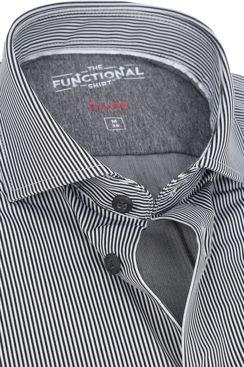 Pure Functional Shirt Streifen Schwarz - Größe 43 günstig online kaufen