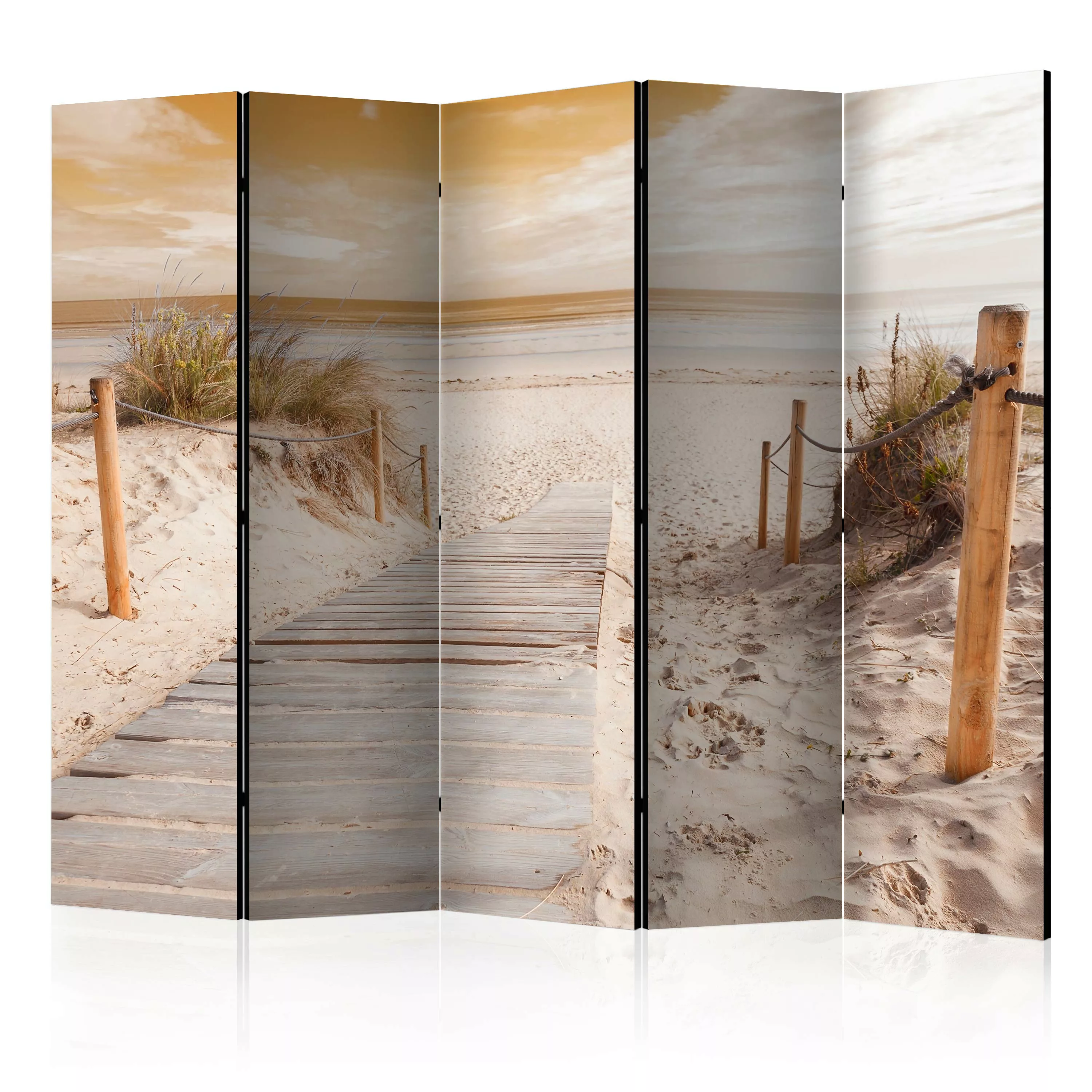 5-teiliges Paravent - On The Beach - Sepia Ii [room Dividers] günstig online kaufen