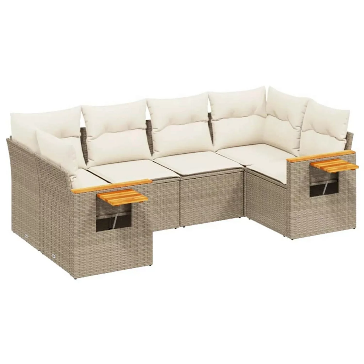 vidaXL 6-tlg Garten-Sofagarnitur mit Kissen Beige Poly Rattan Modell 146 günstig online kaufen