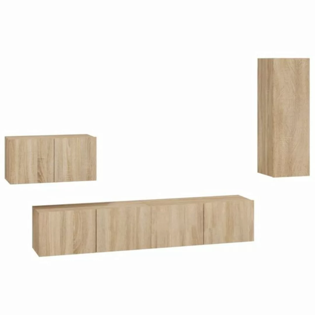 vidaXL TV-Schrank 4-tlg. TV-Schrank-Set Sonoma-Eiche Holzwerkstoff (4-St) günstig online kaufen