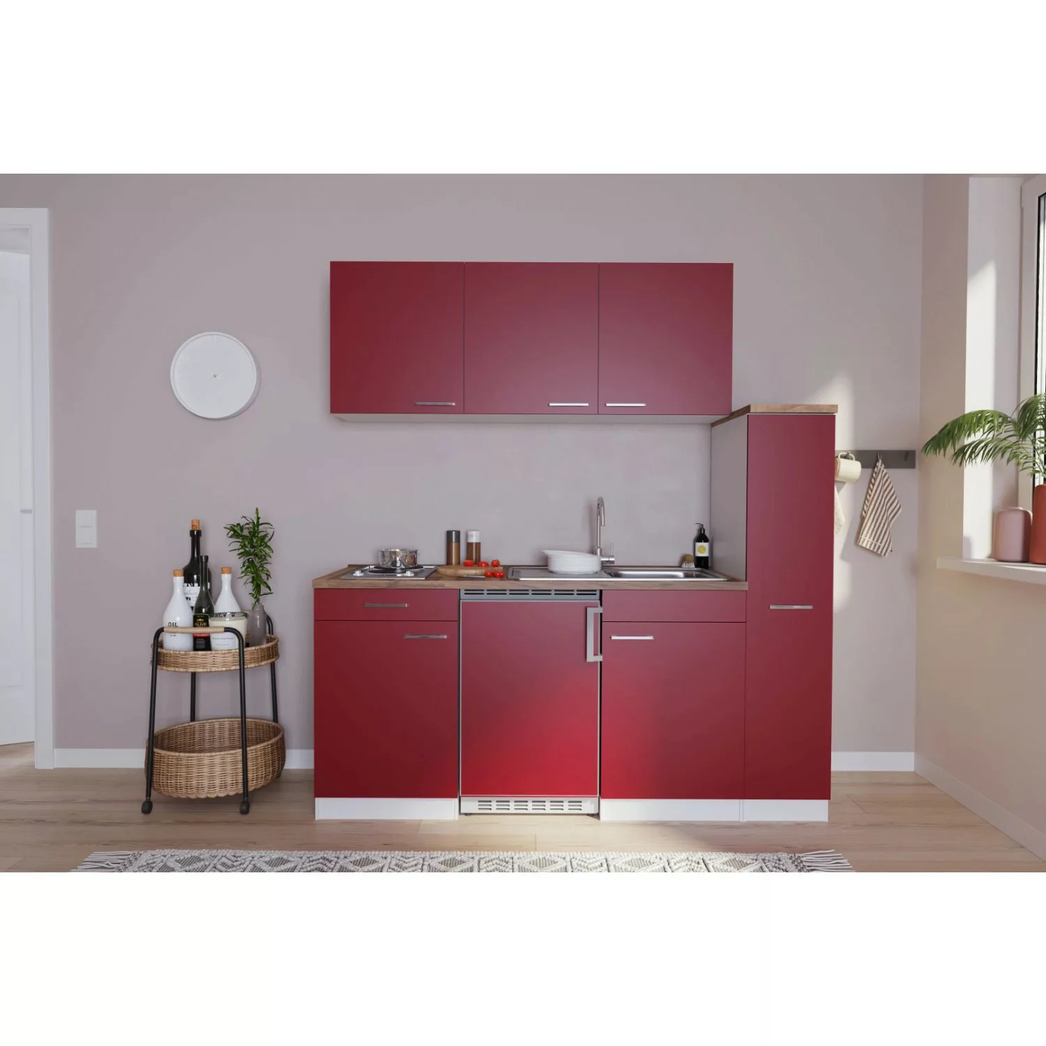 Respekta Küchenzeile/Küchenblock KB180WR 180 cm Rot-Weiß günstig online kaufen