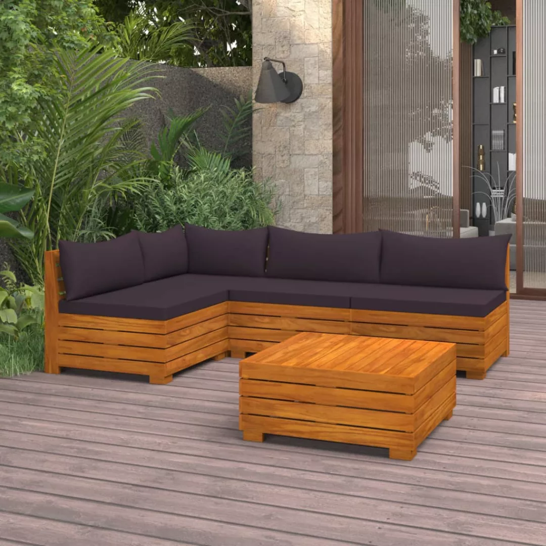 5-tlg. Garten-lounge-set Mit Kissen Massivholz Akazie günstig online kaufen